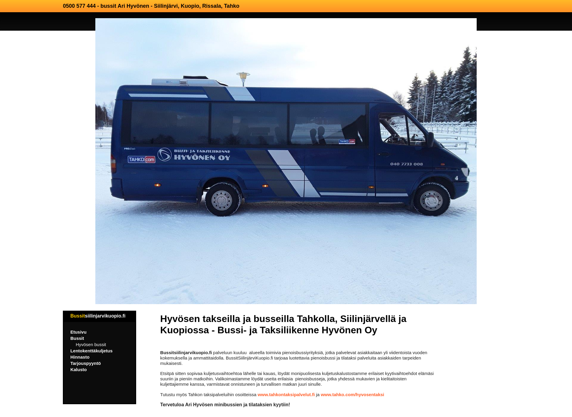 Skärmdump för bussitsiilinjarvikuopio.fi