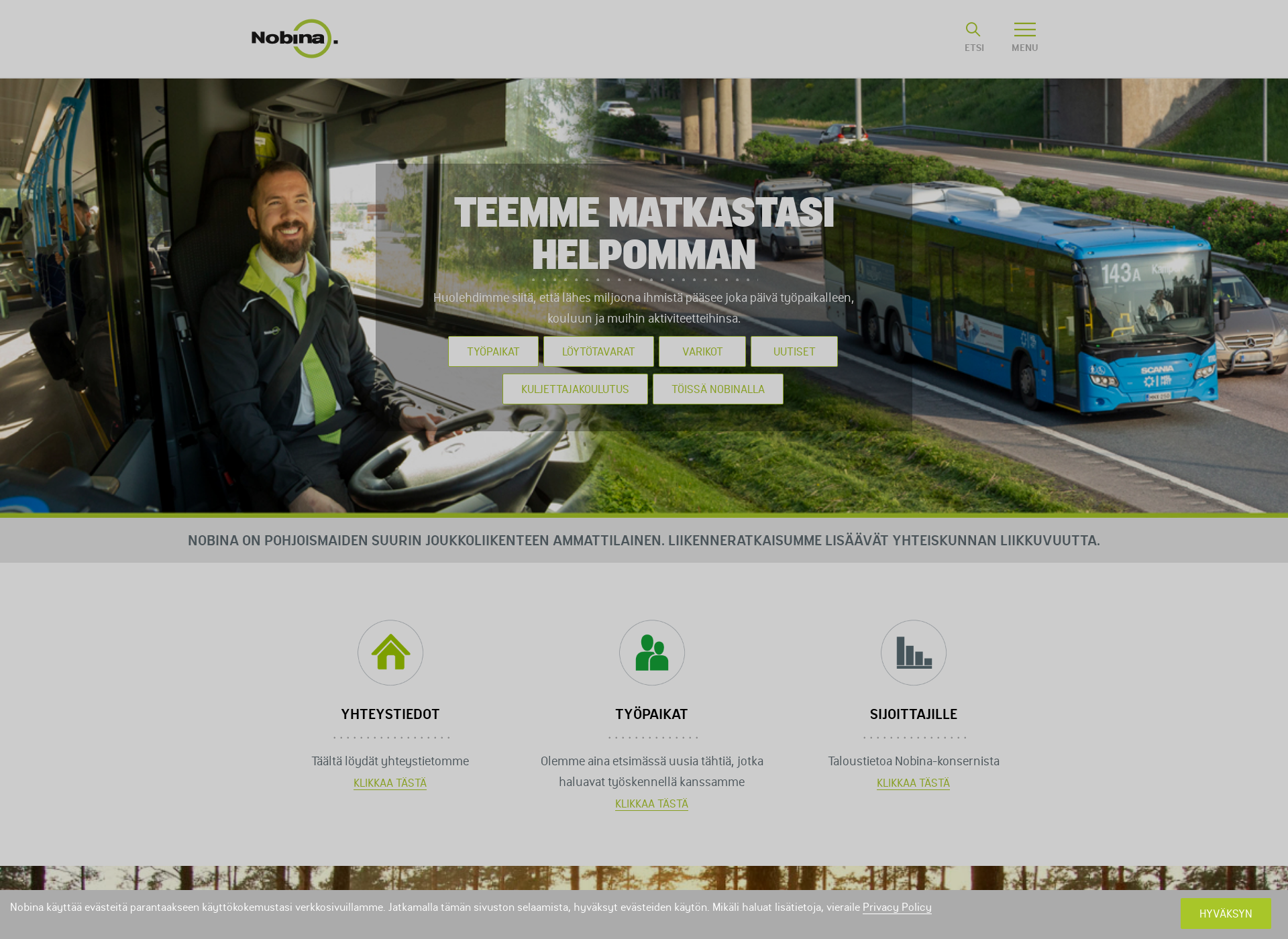 Skärmdump för bustrain.fi