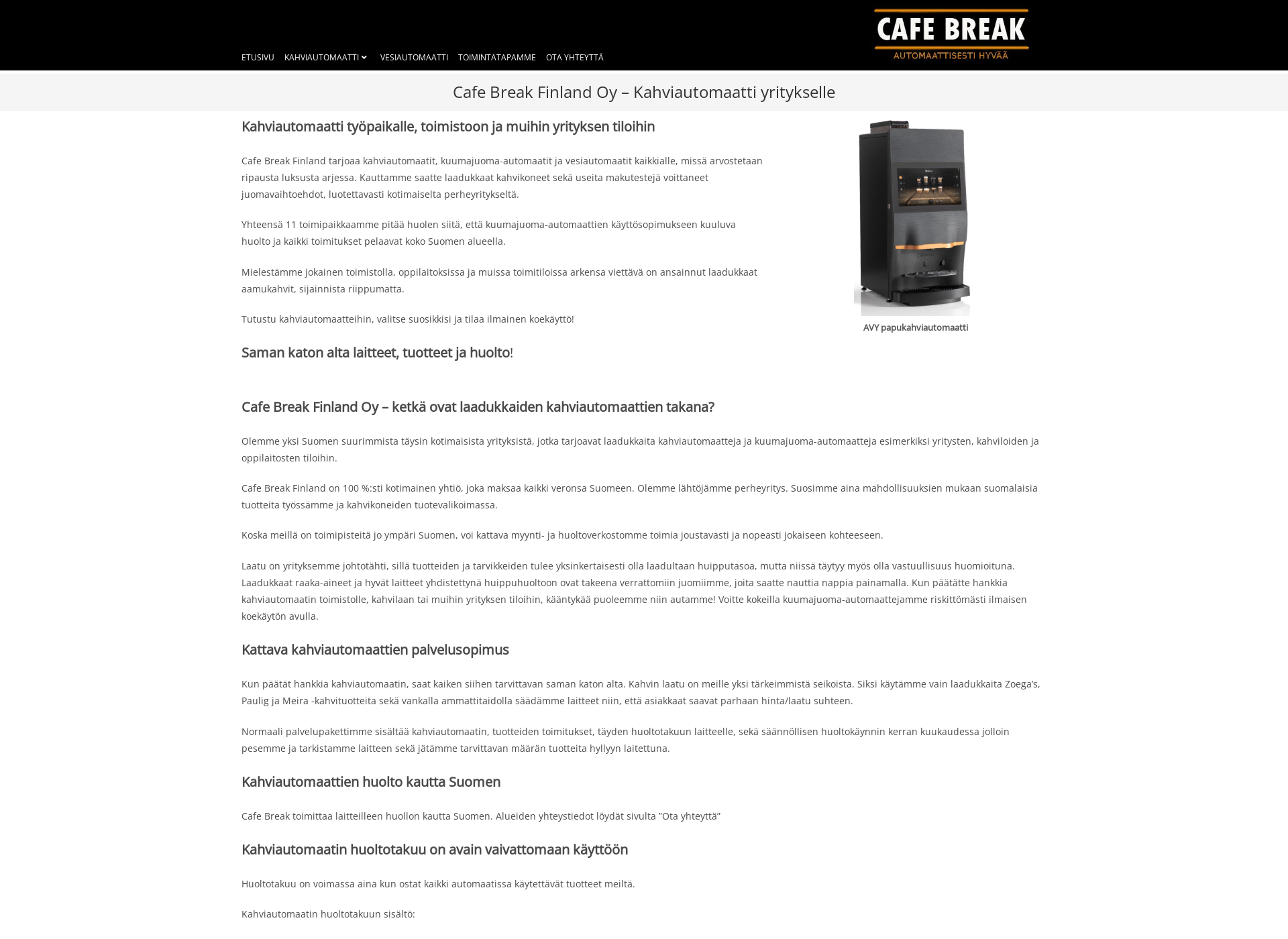 Skärmdump för cafebreak.fi