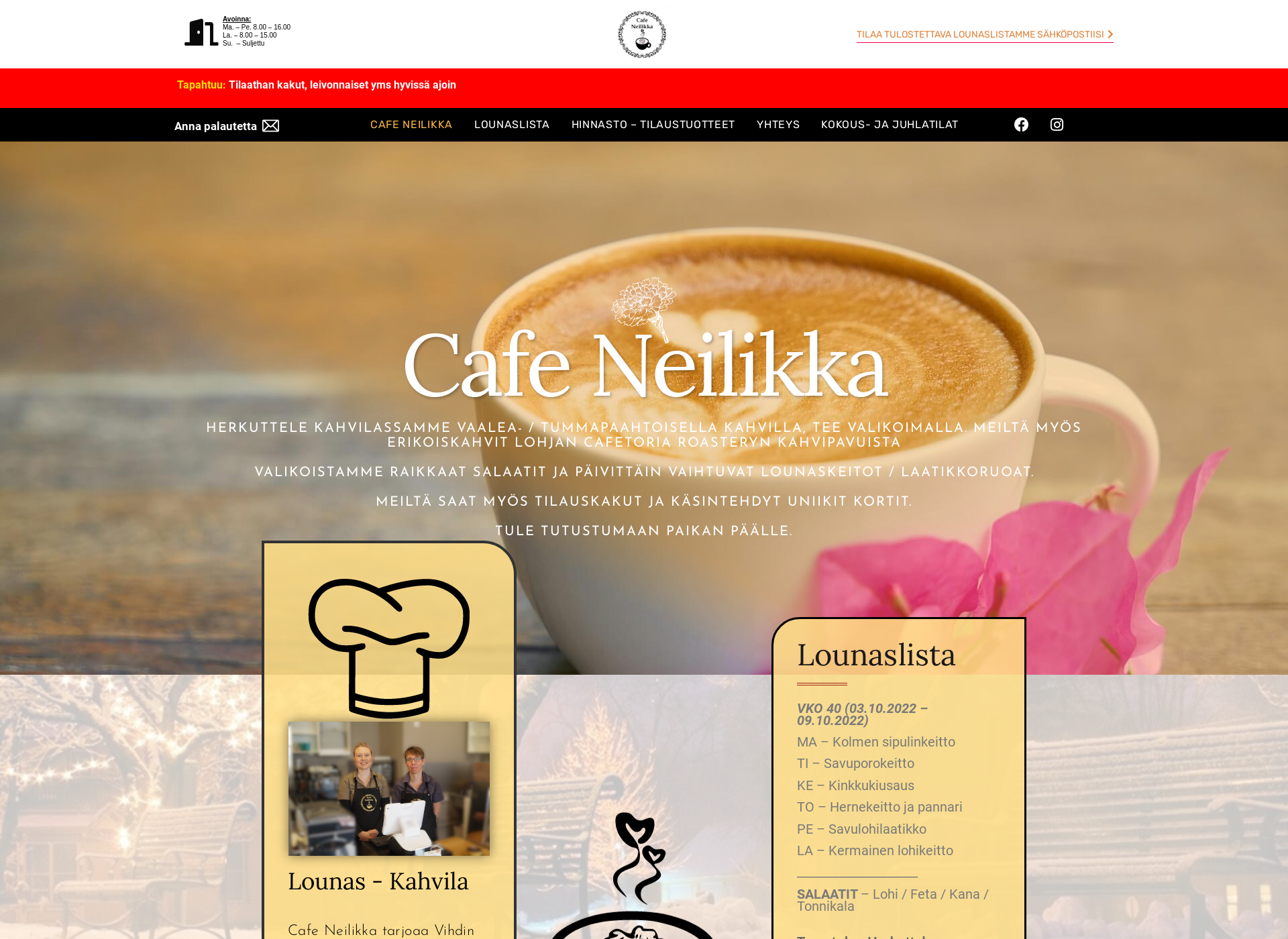 Screenshot for cafeneilikka.fi