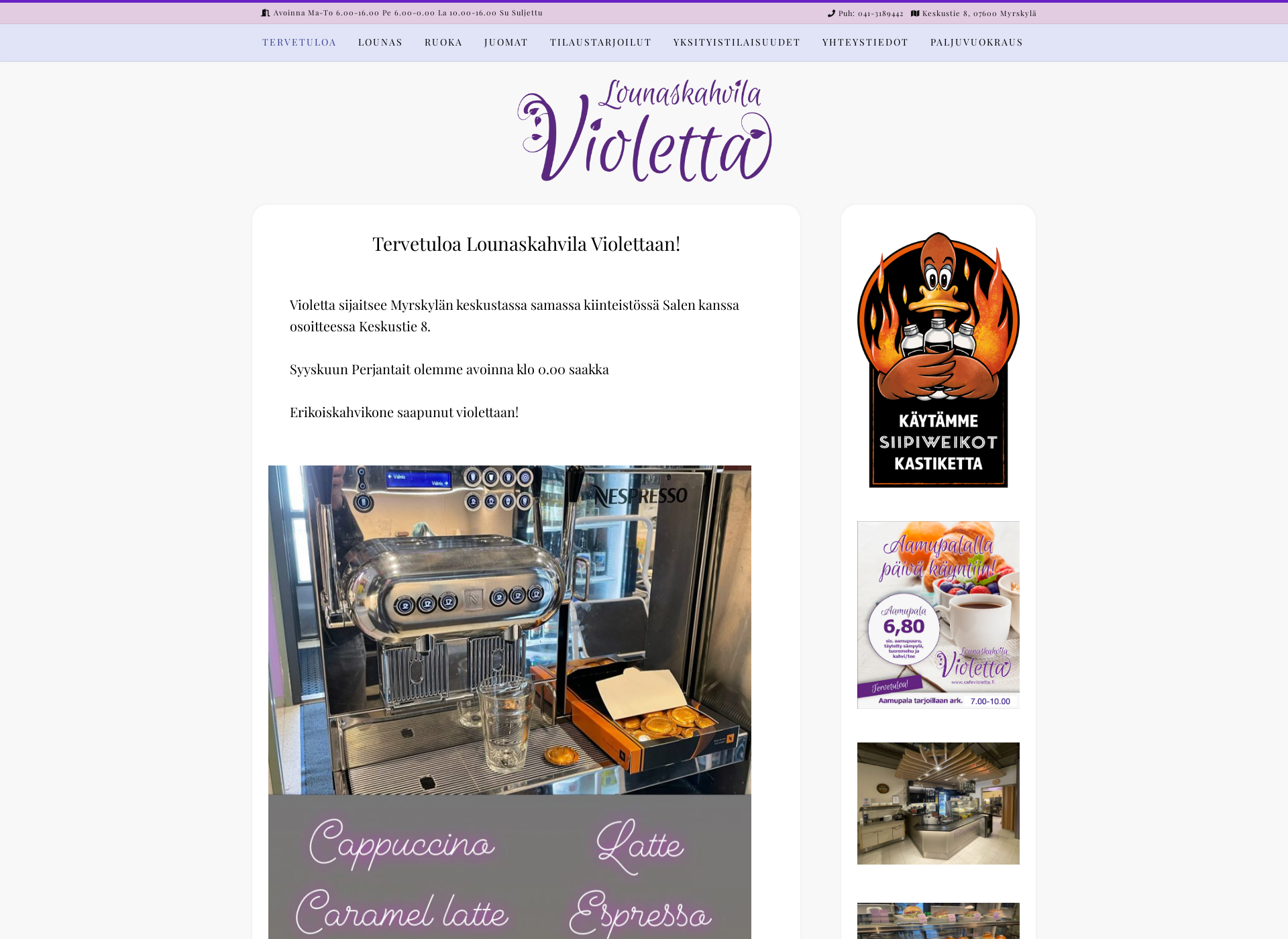 Screenshot for cafevioletta.fi