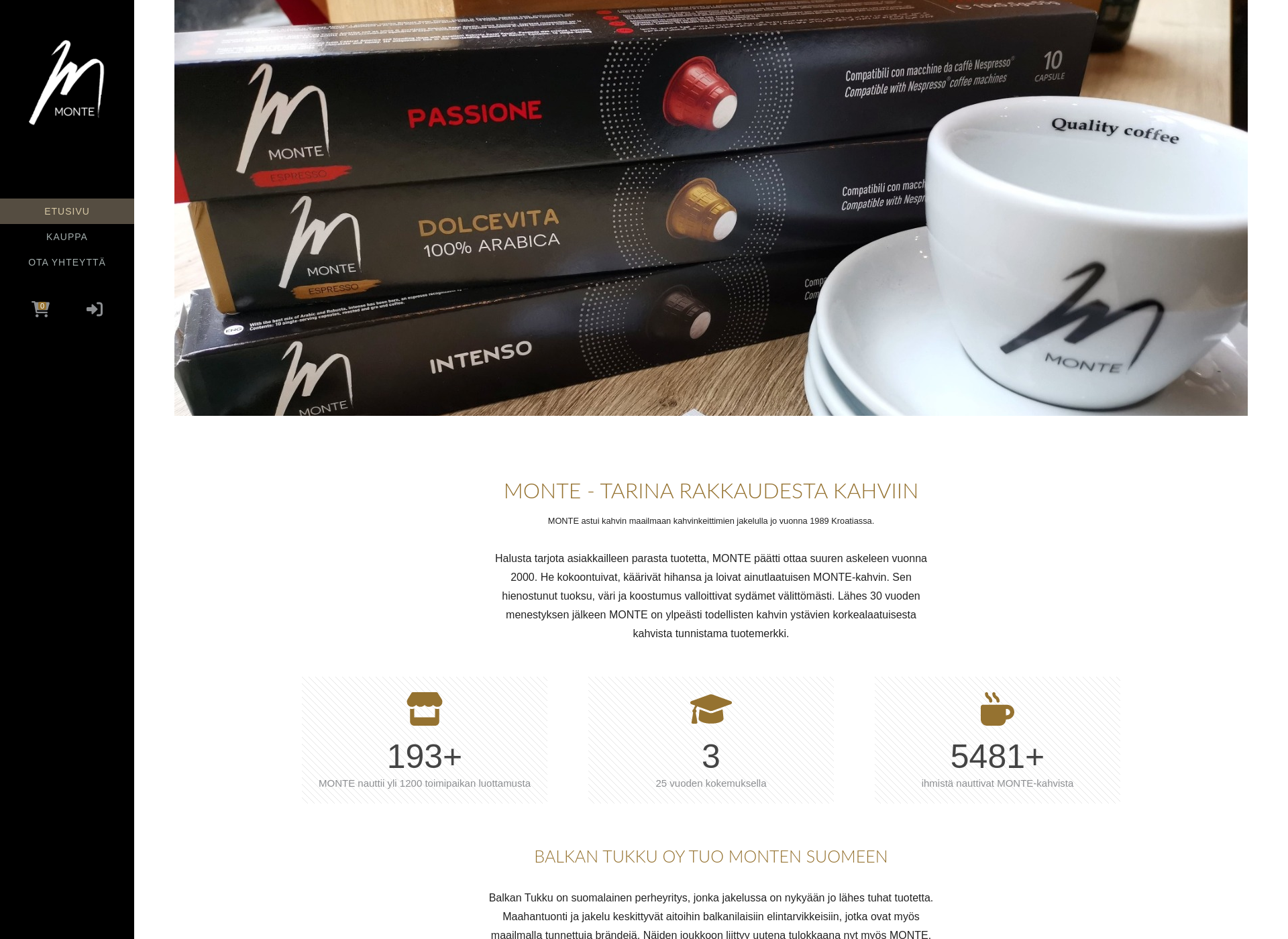 Skärmdump för caffemonte.fi