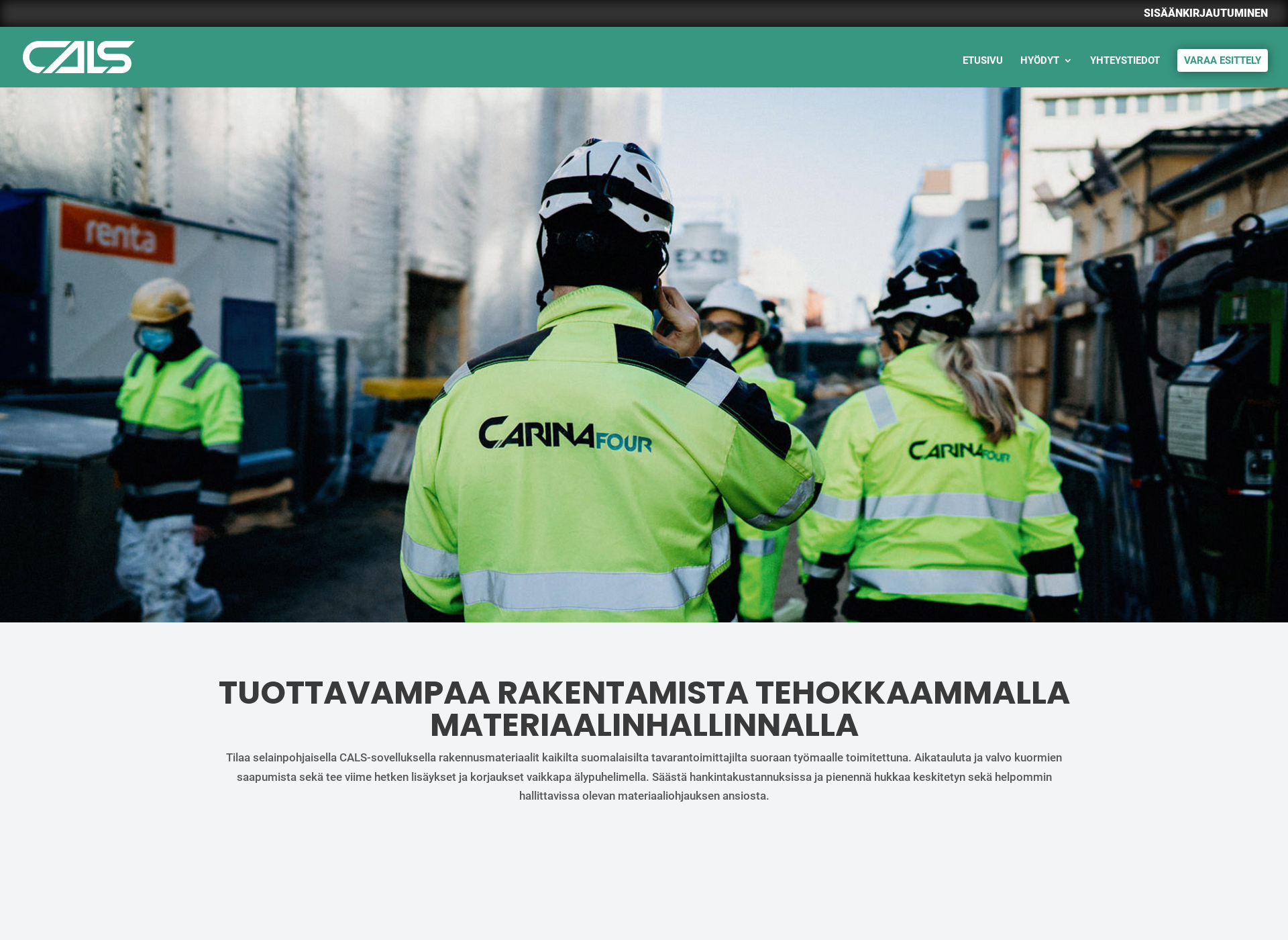 Skärmdump för cals.fi