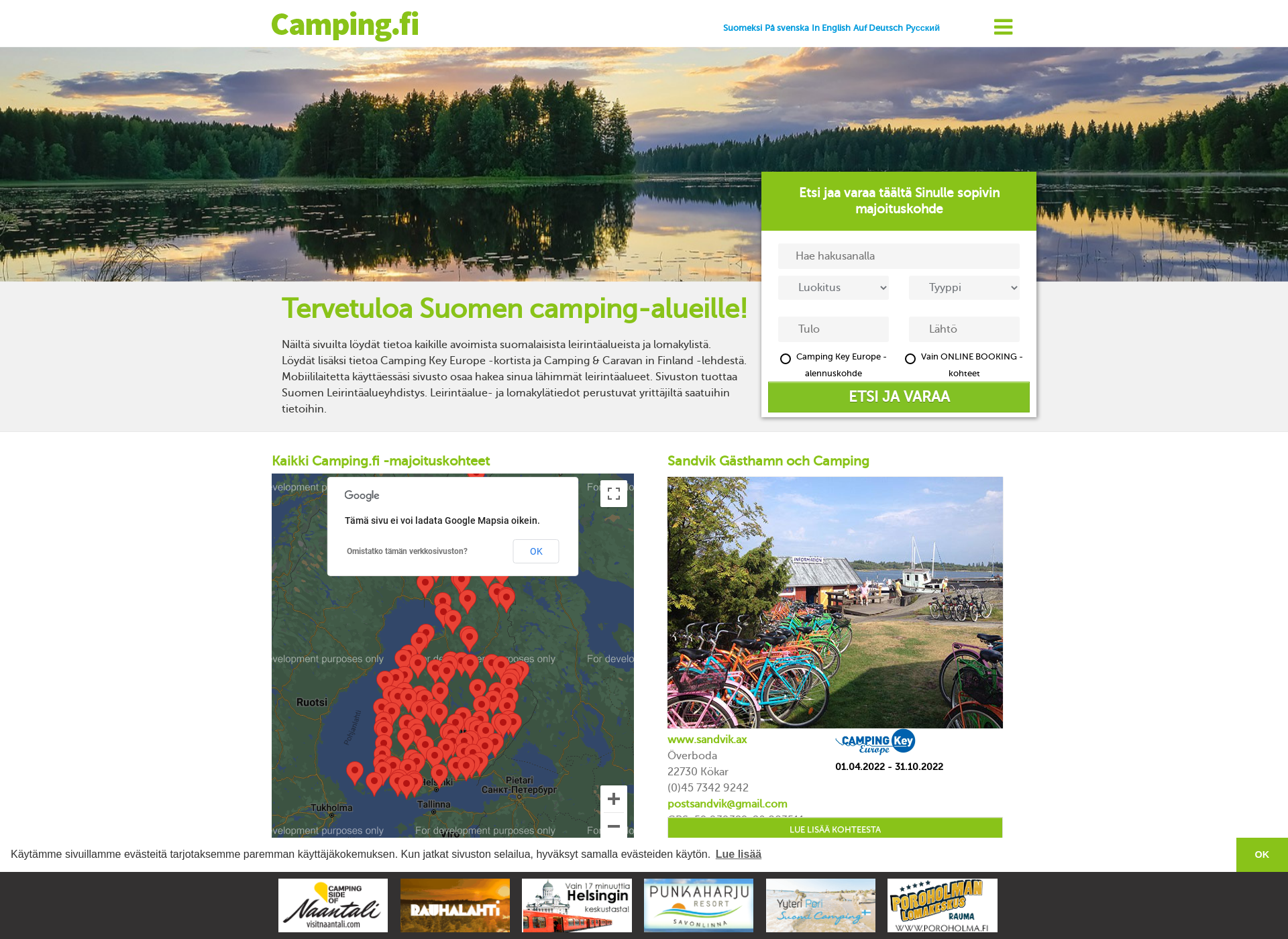 Screenshot for camping.fi
