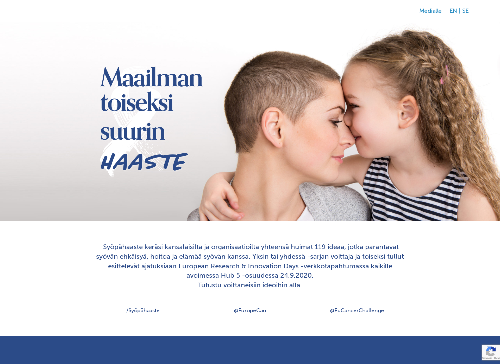 Skärmdump för cancerchallenge.fi