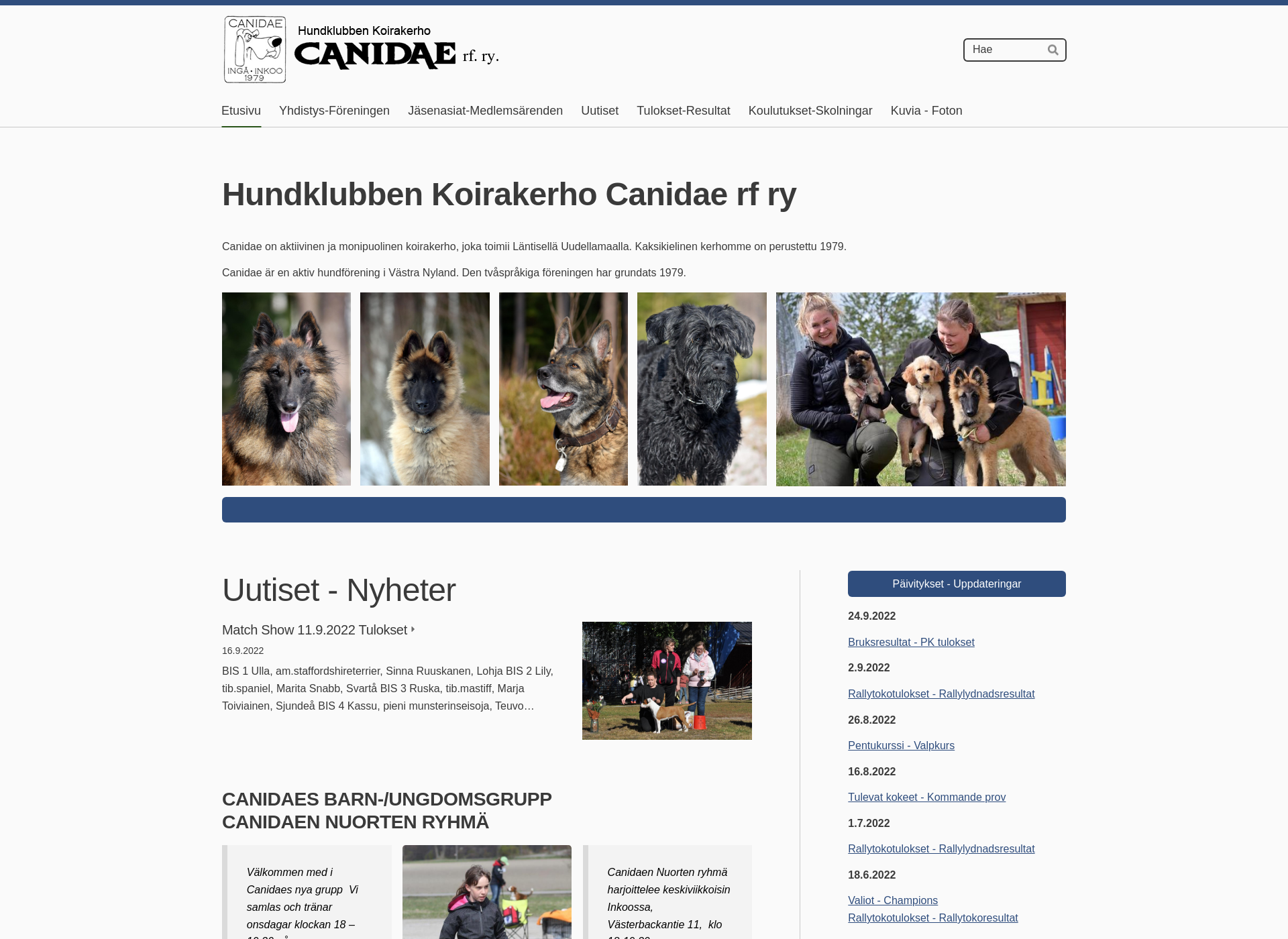 Näyttökuva canidae.fi