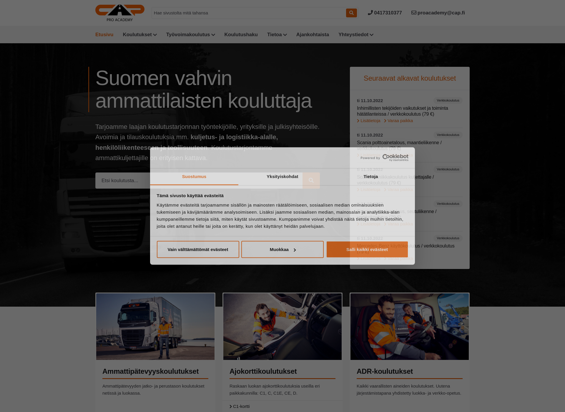 Skärmdump för capproacademy.fi