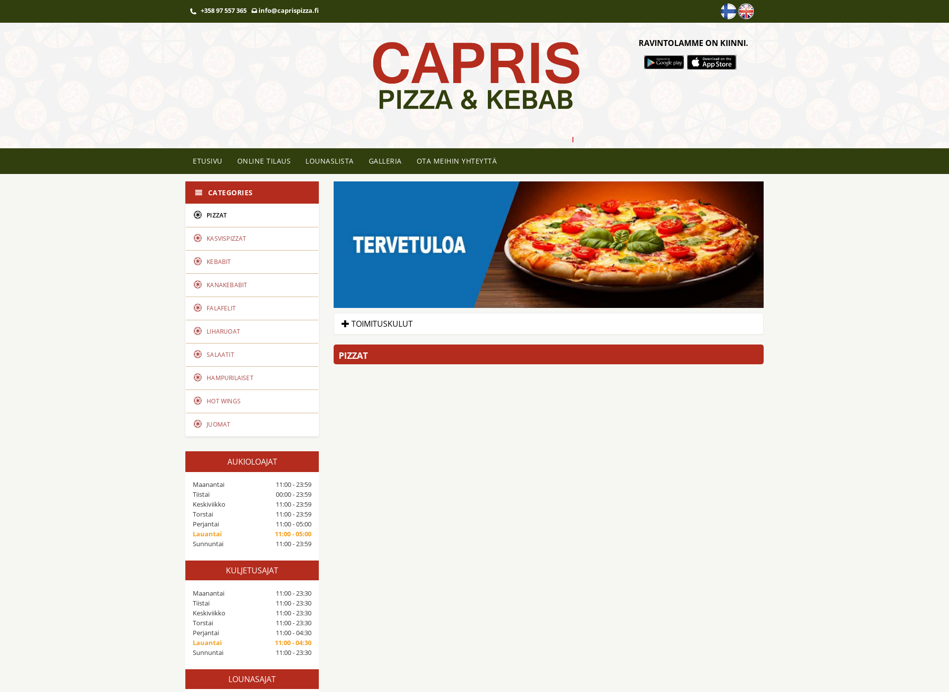 Screenshot for caprispizza.fi