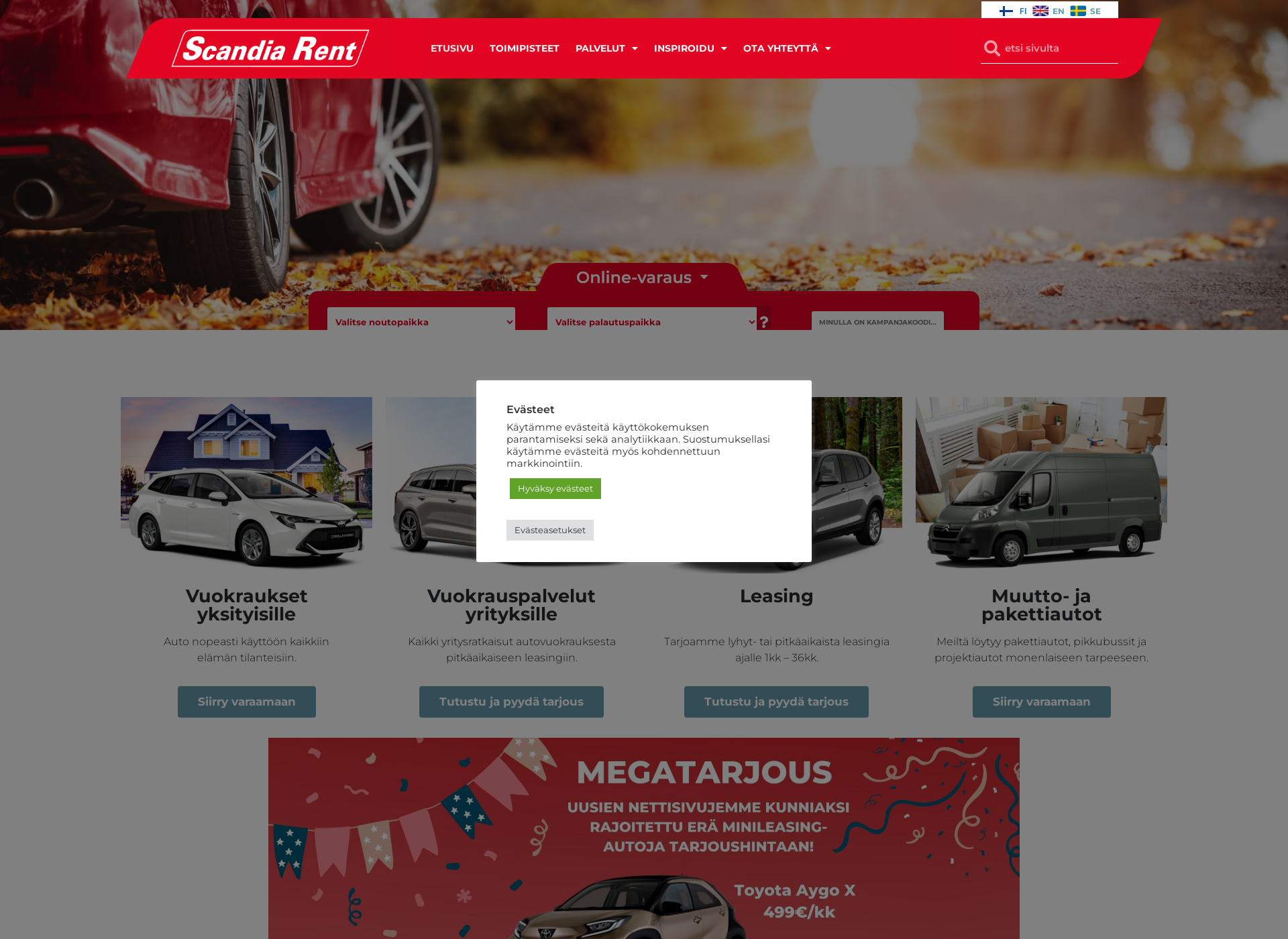 Screenshot for car-rental.fi