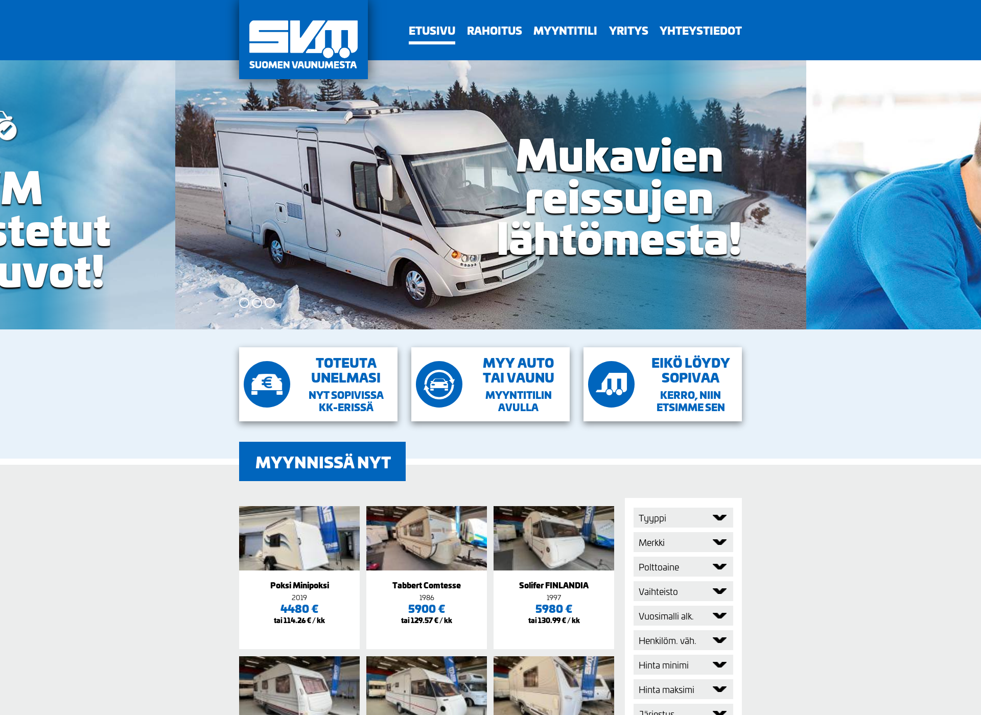 Skärmdump för caravanvälitys.fi