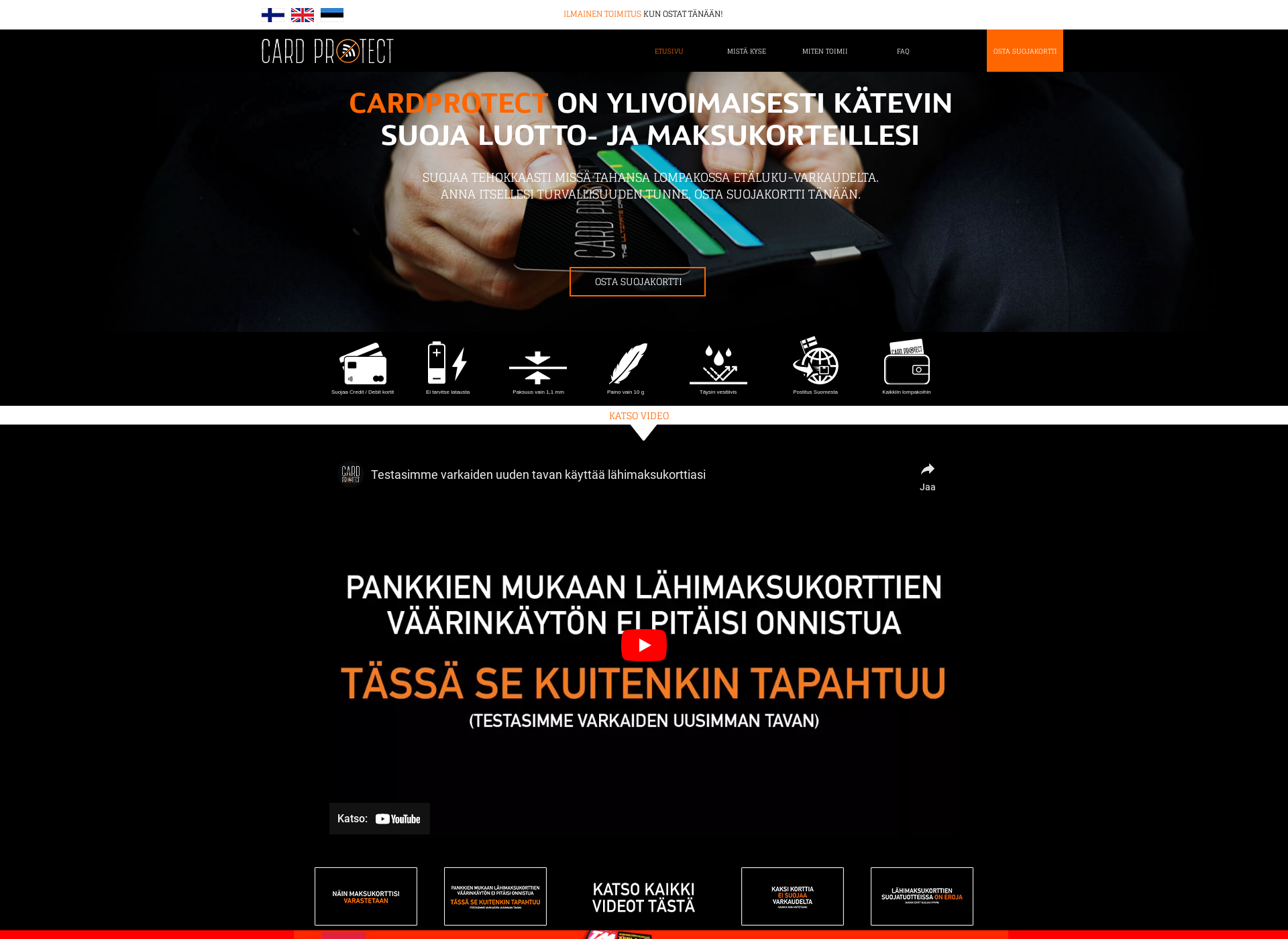 Screenshot for cardprotect.fi