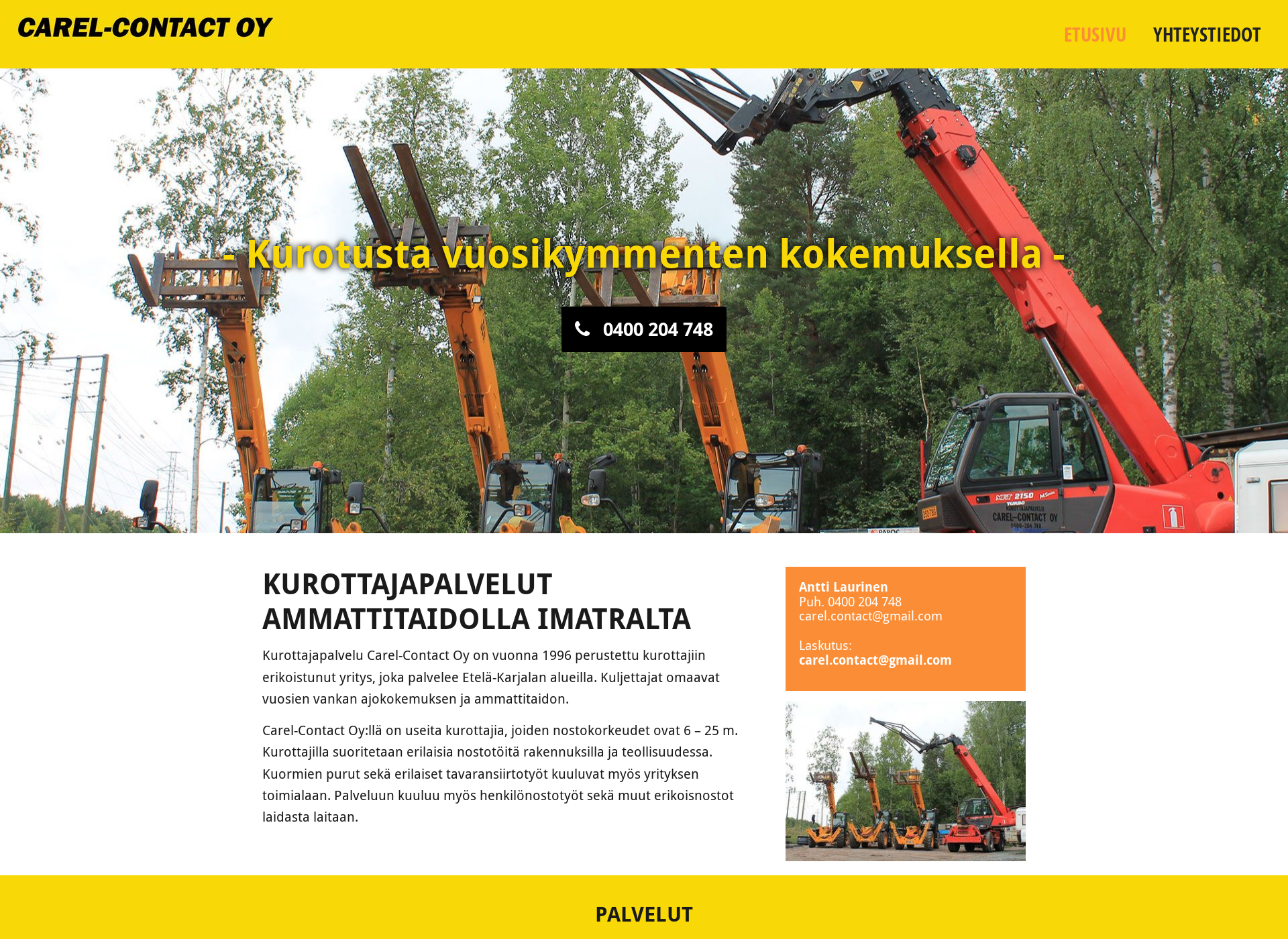 Skärmdump för carelcontact.fi