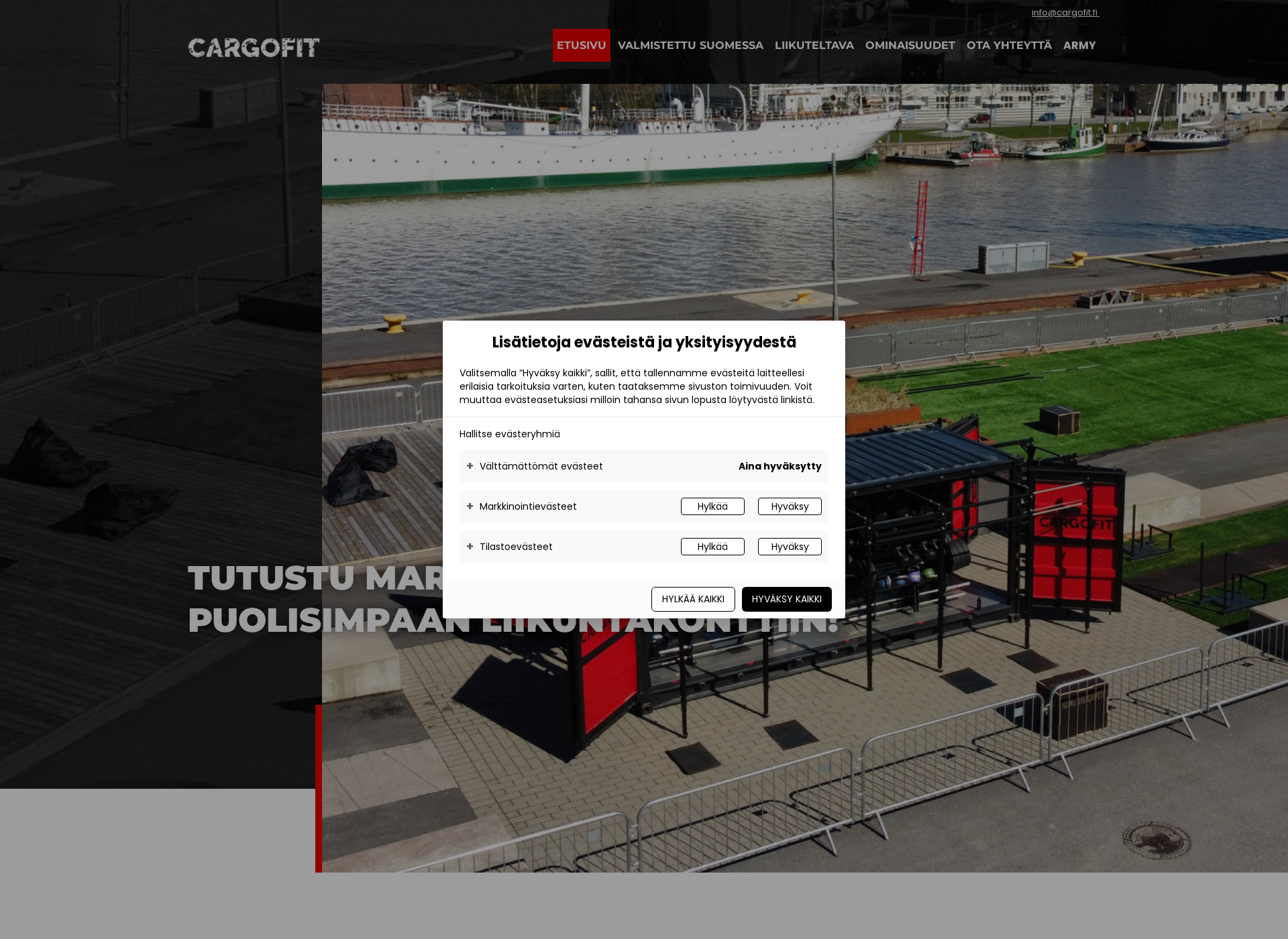 Skärmdump för cargofit.fi