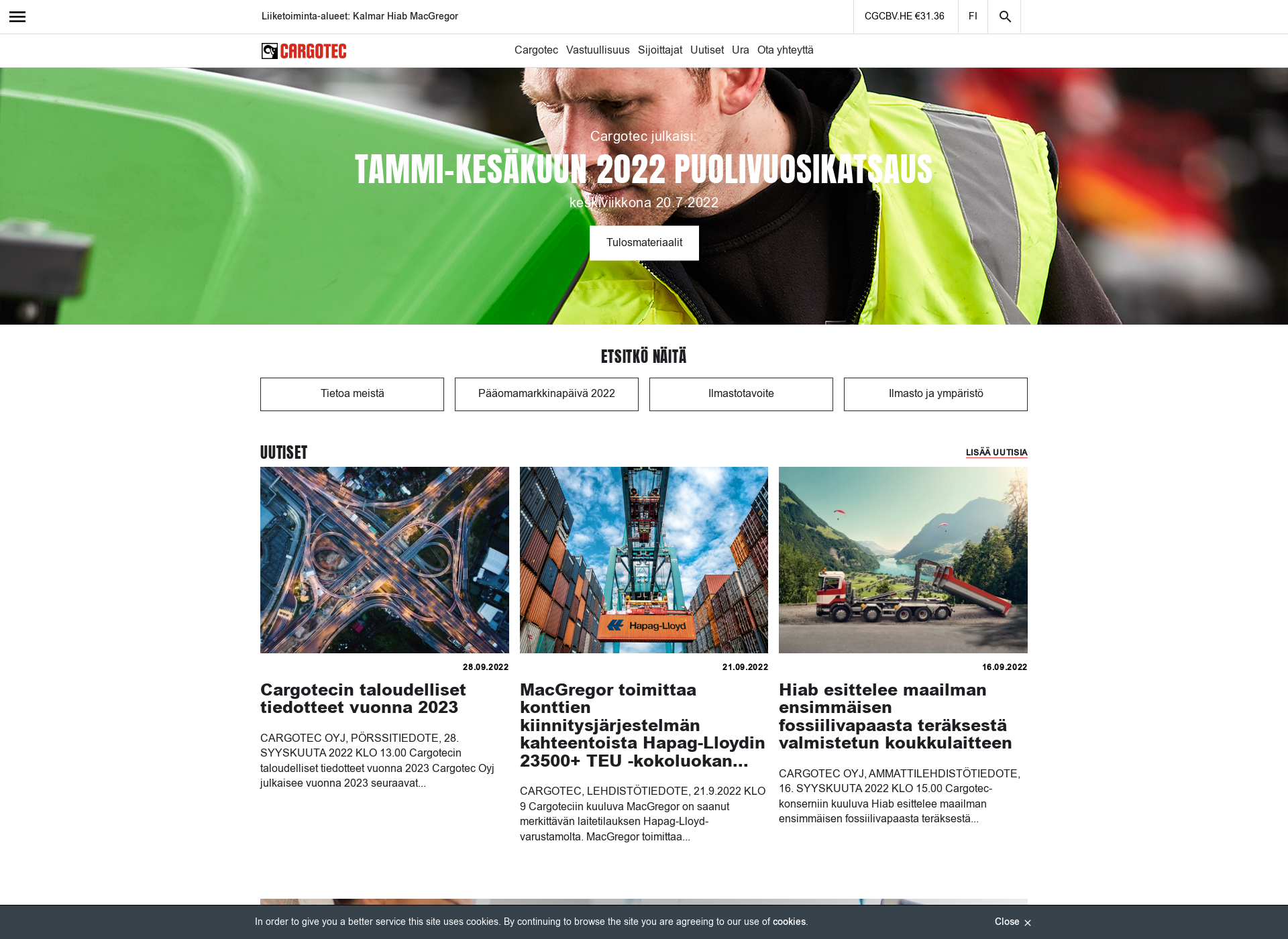 Screenshot for cargotec.fi