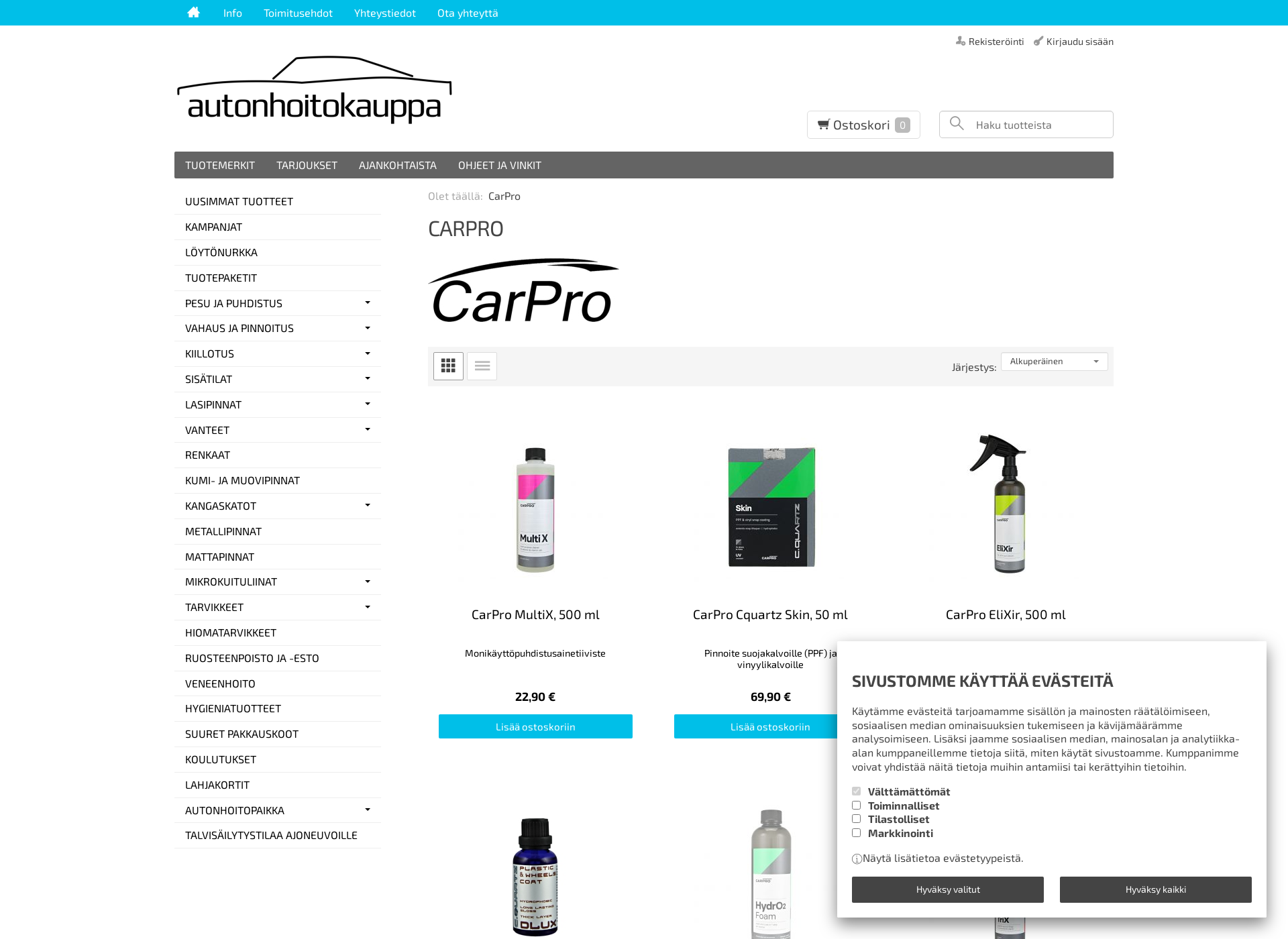 Skärmdump för carpro.fi