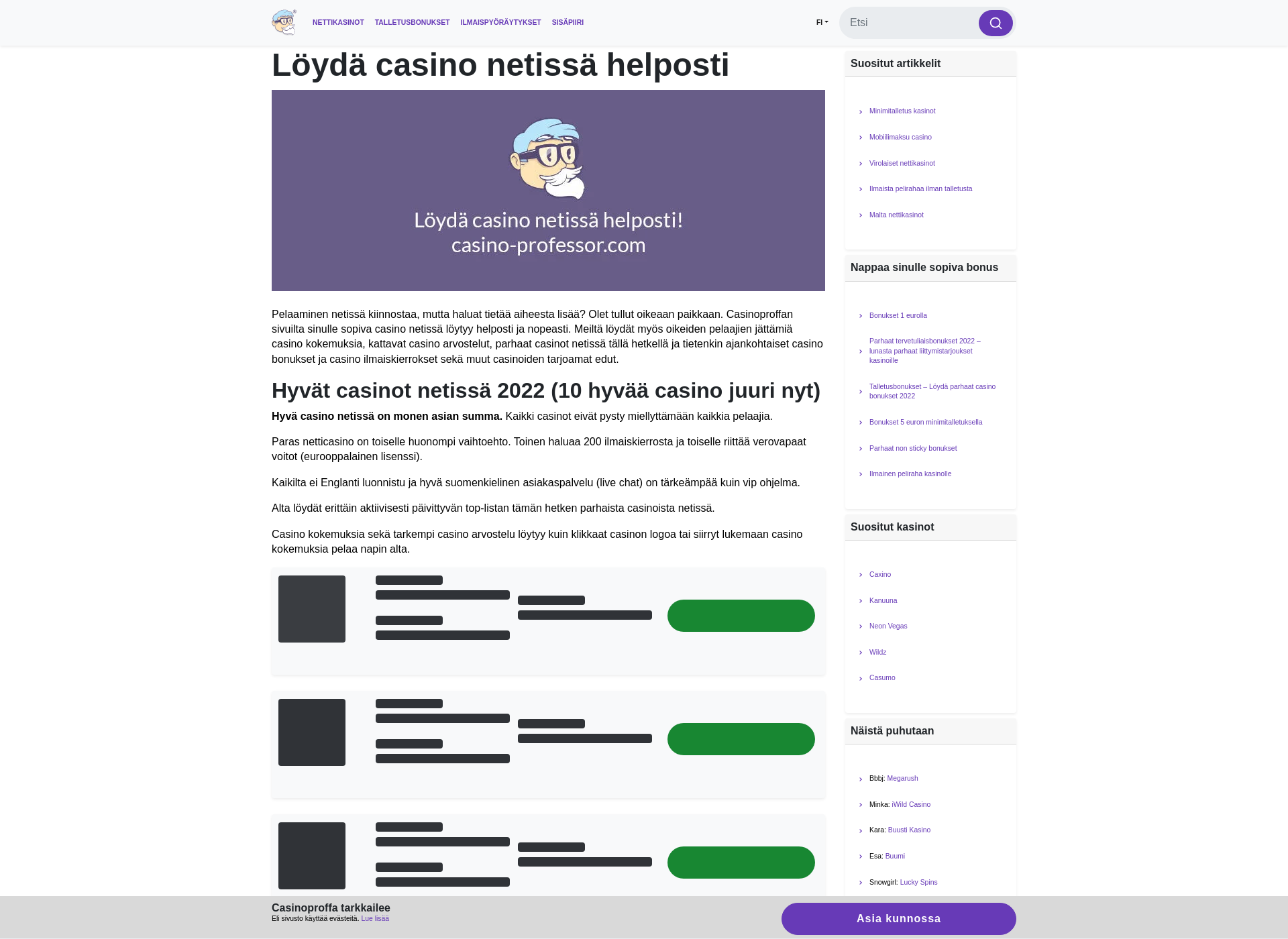 Screenshot for casinoprofessor.fi