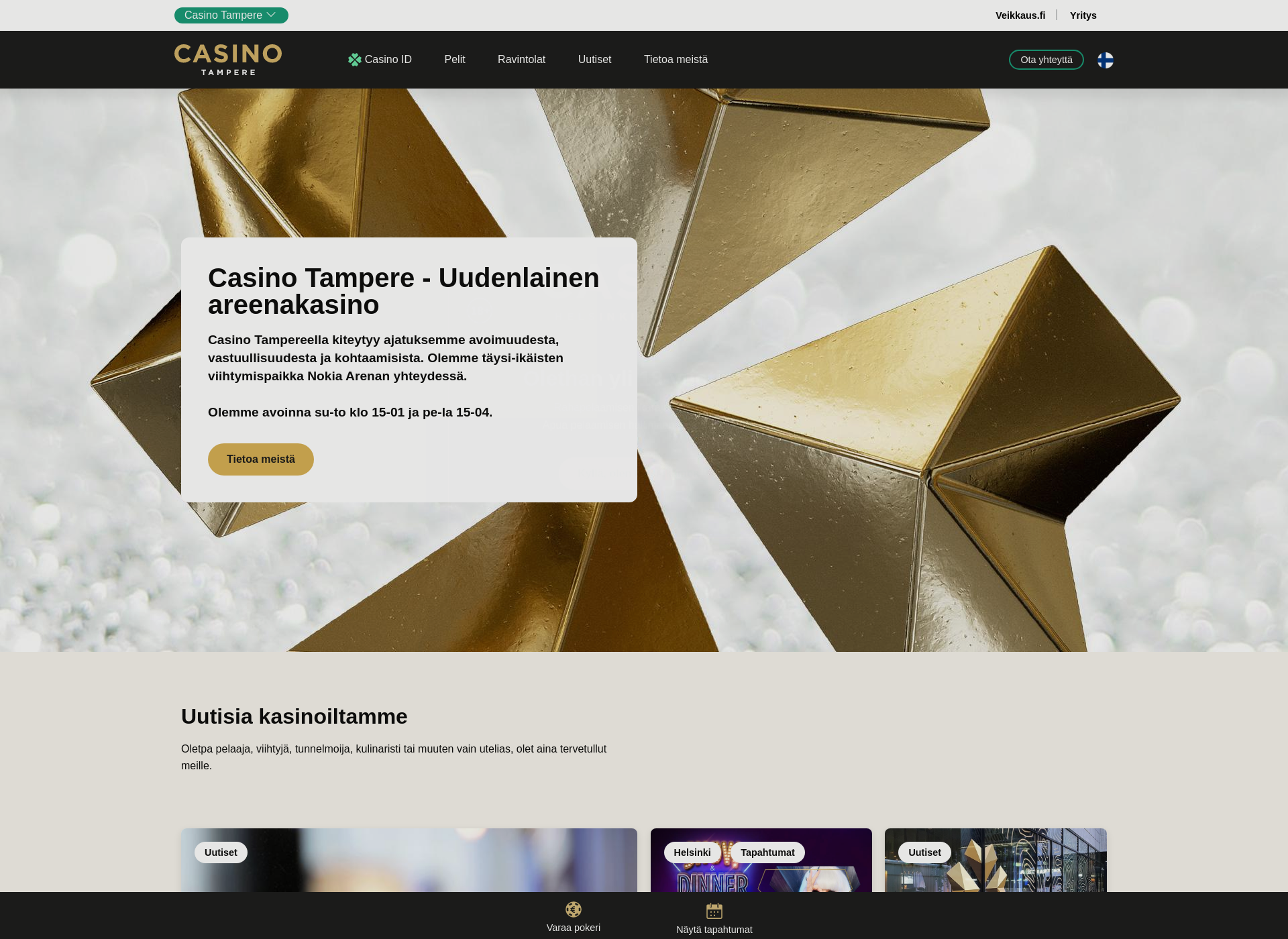 Skärmdump för casinotampere.fi