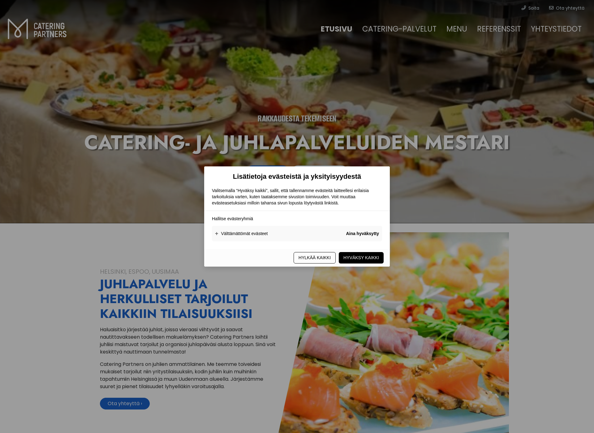 Skärmdump för cateringpartners.fi