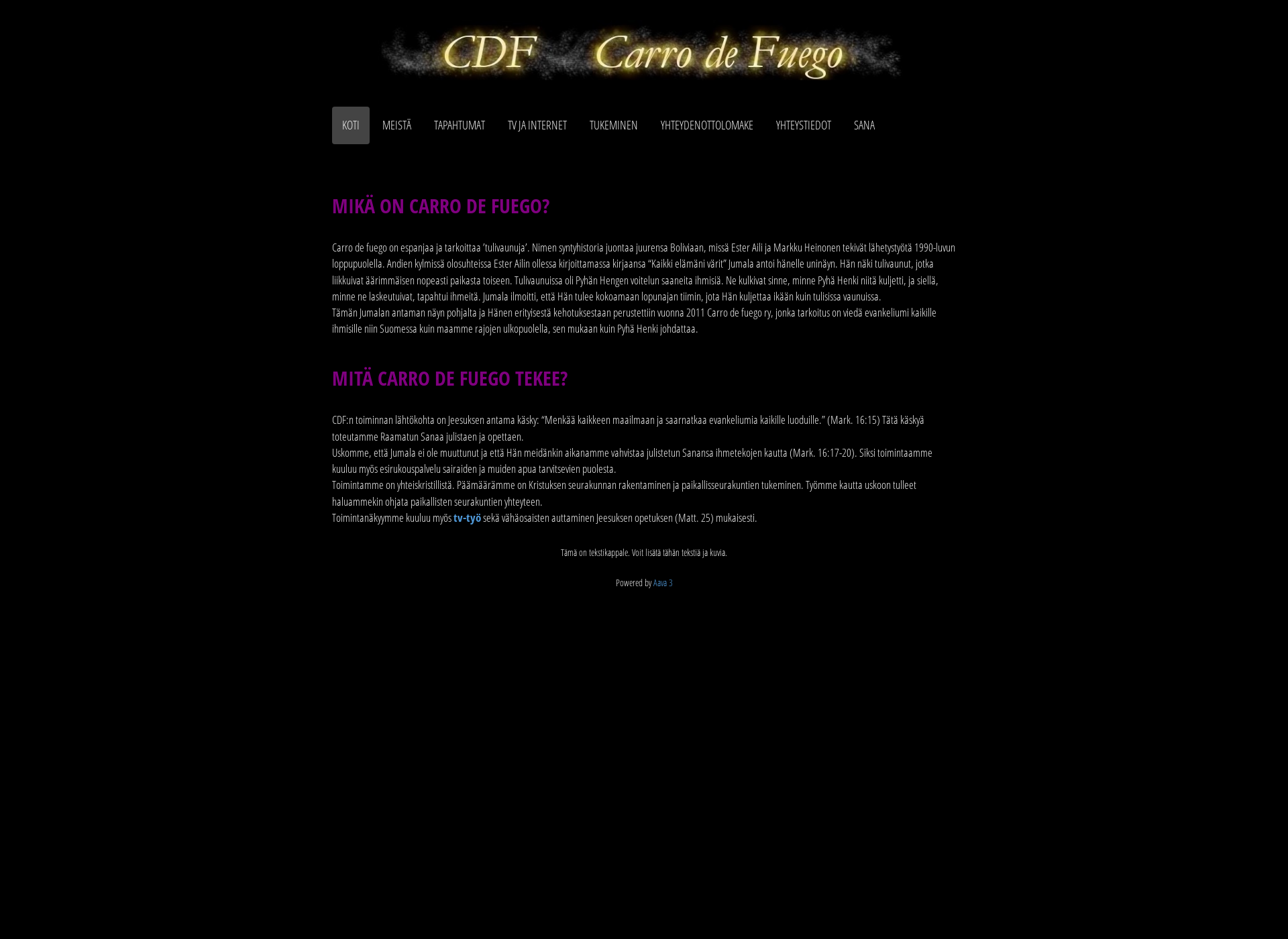 Skärmdump för cdf.fi