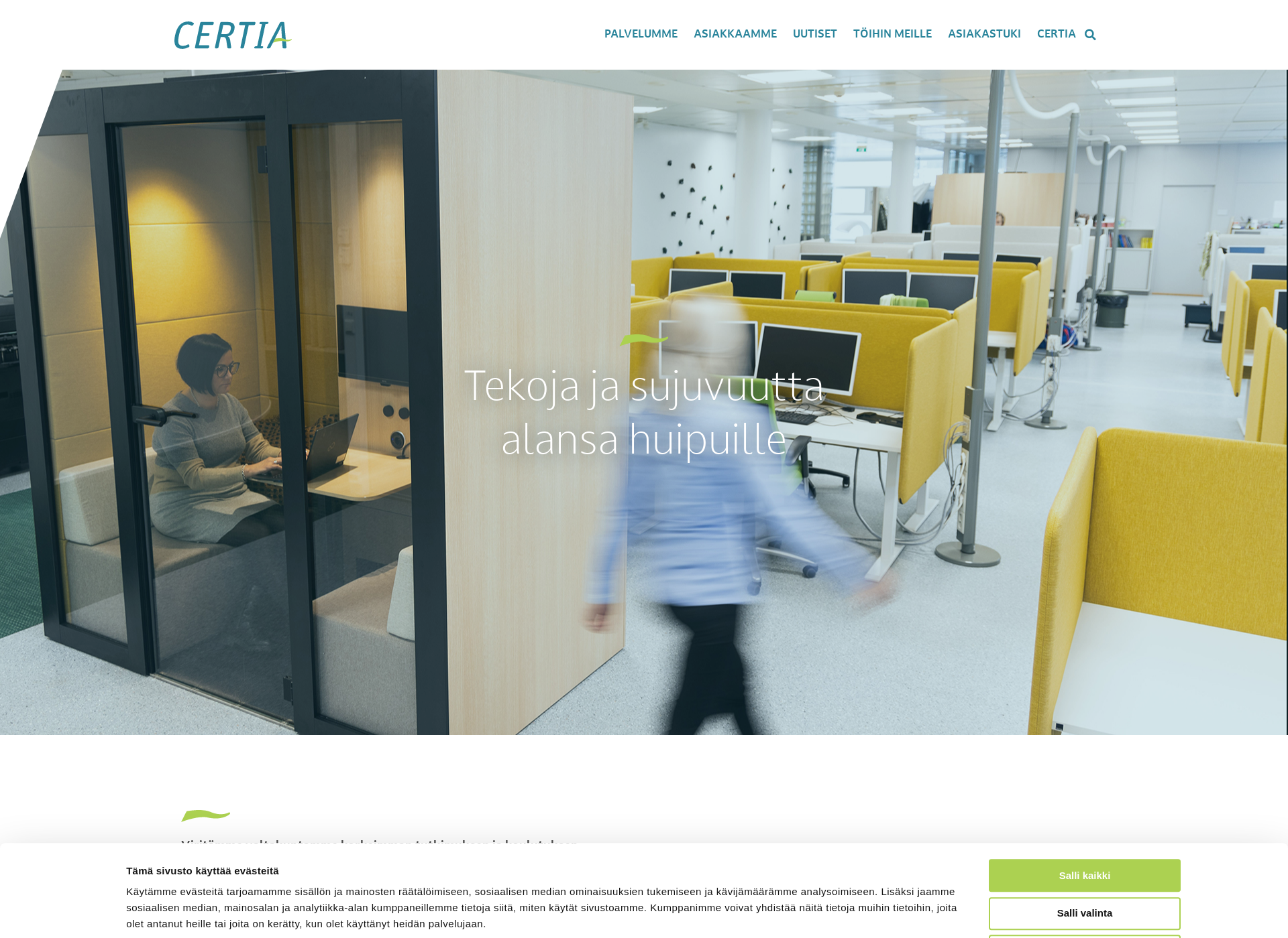 Skärmdump för certia.fi