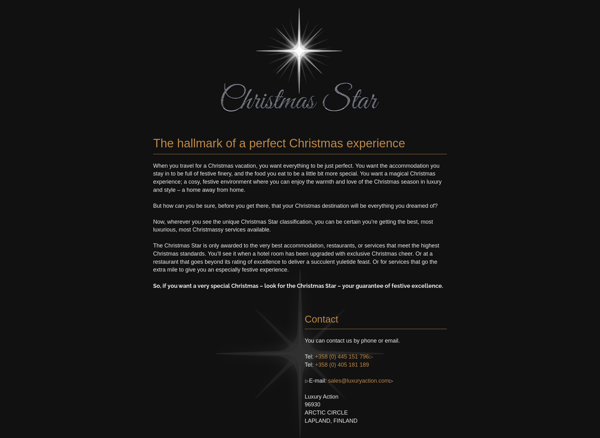 Screenshot for christmasstar.fi