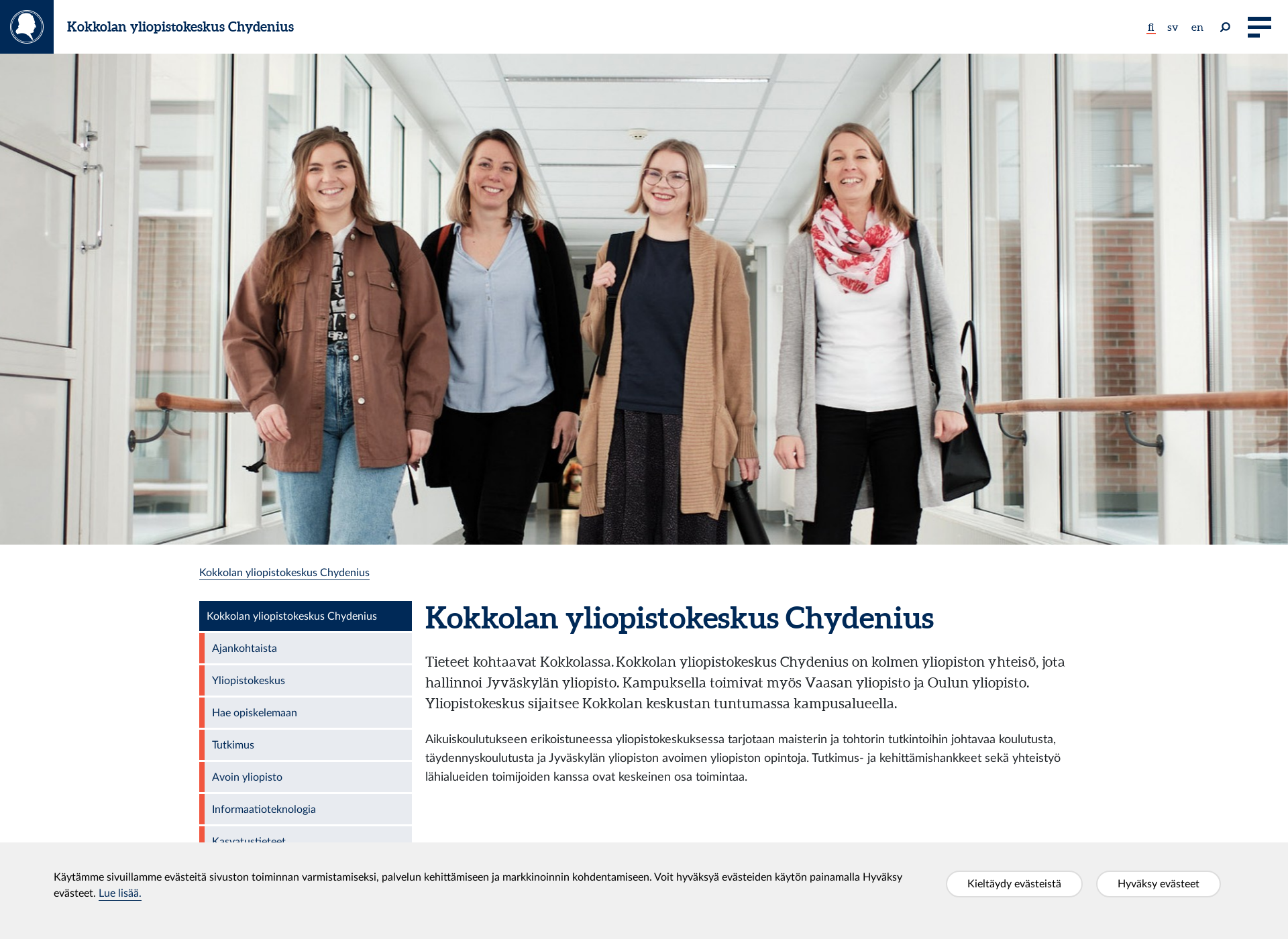 Skärmdump för chydenius.fi