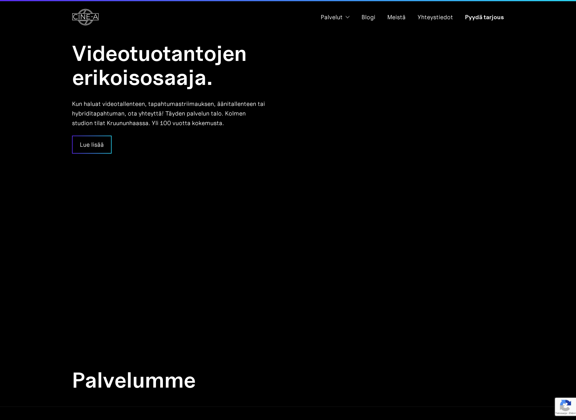 Skärmdump för cinea.fi