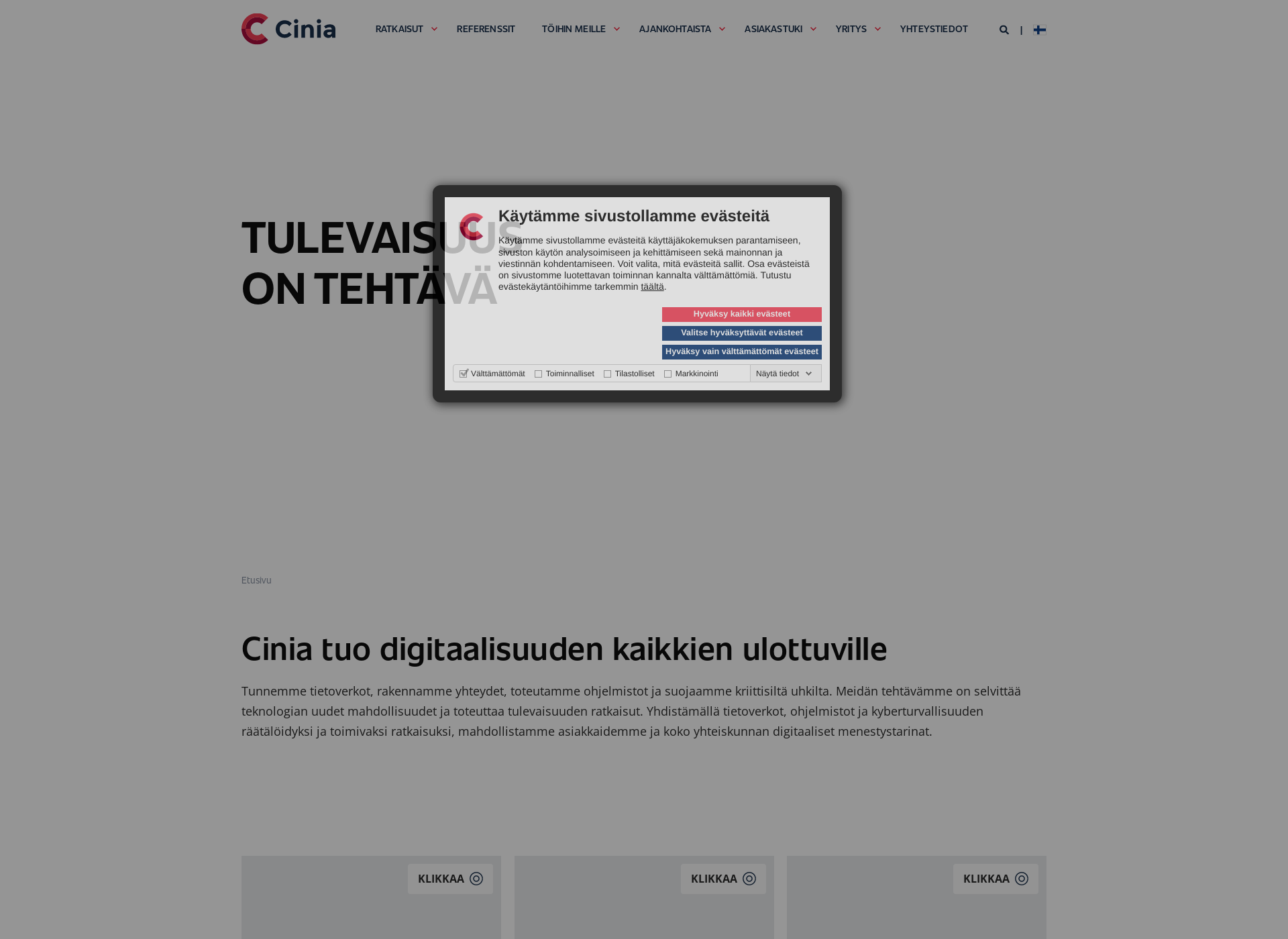 Skärmdump för cinia.fi