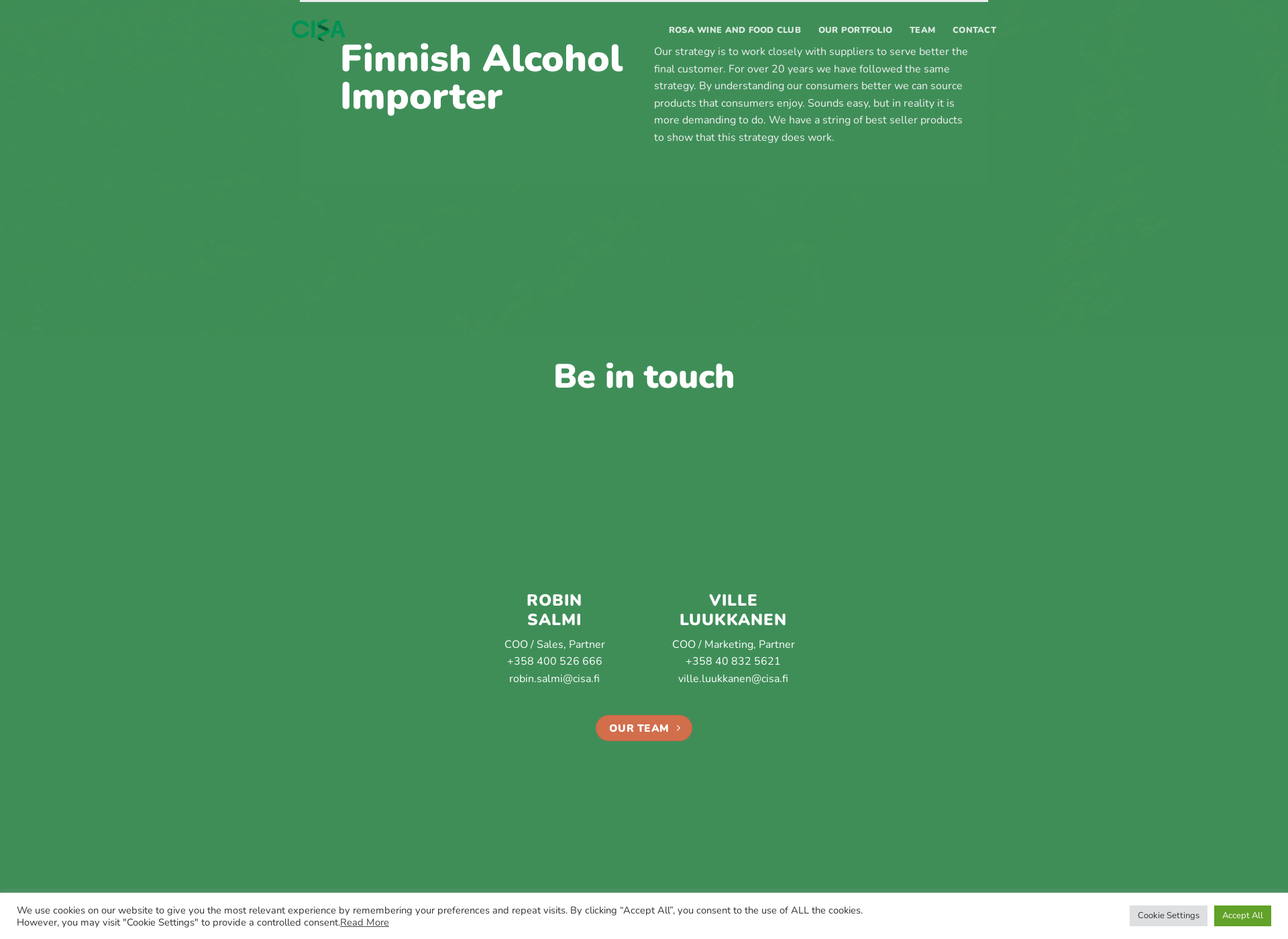Skärmdump för cisa.fi