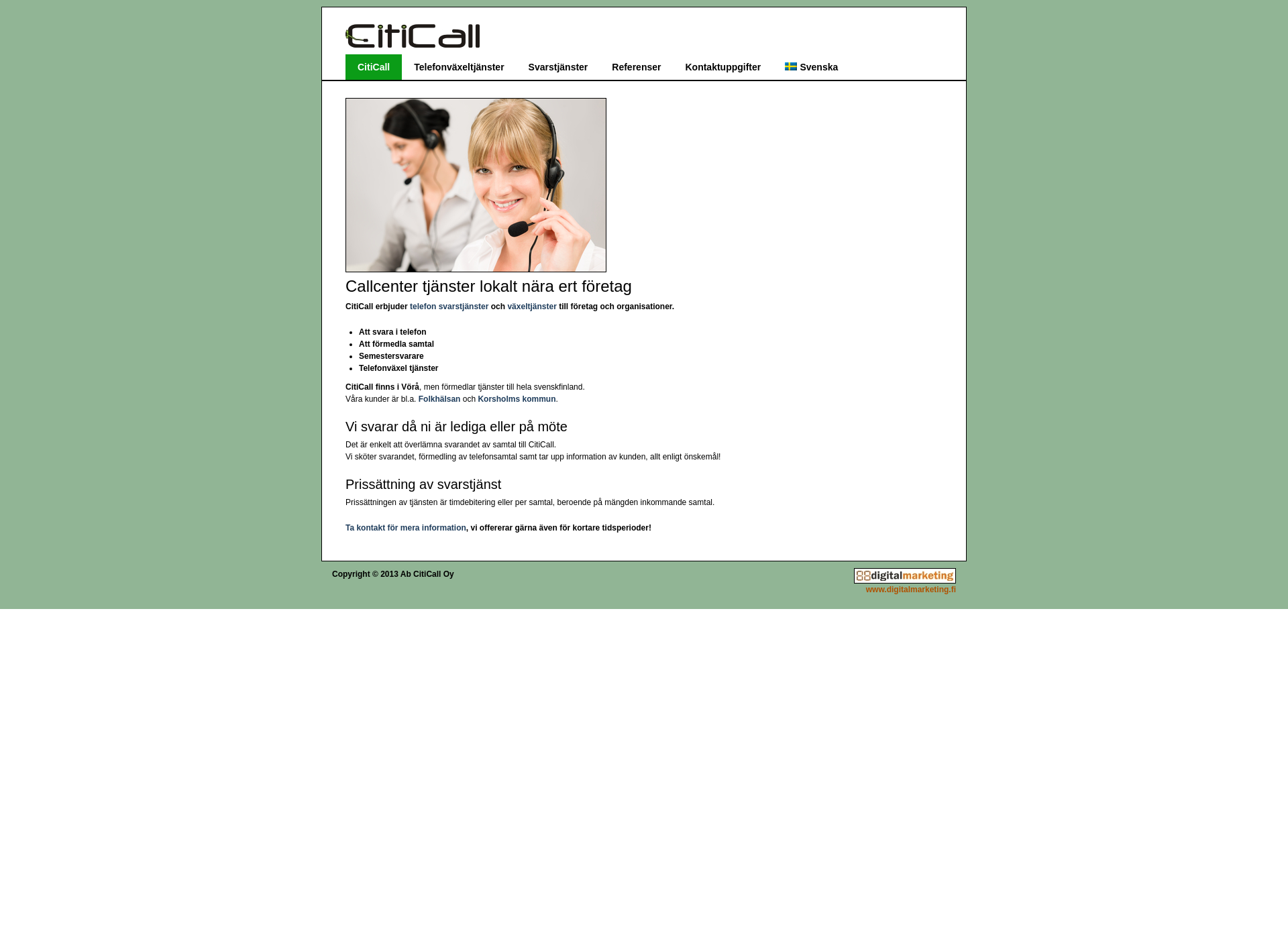 Skärmdump för citicall.fi