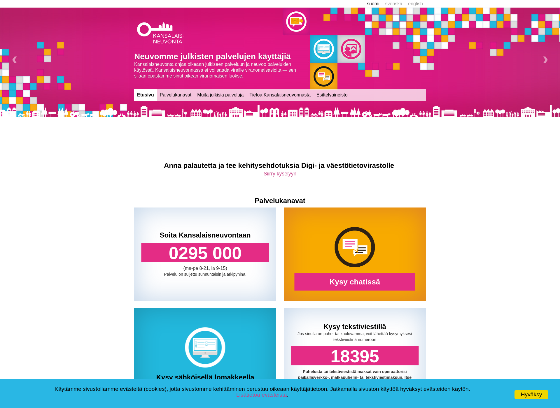 Skärmdump för citizensadvice.fi