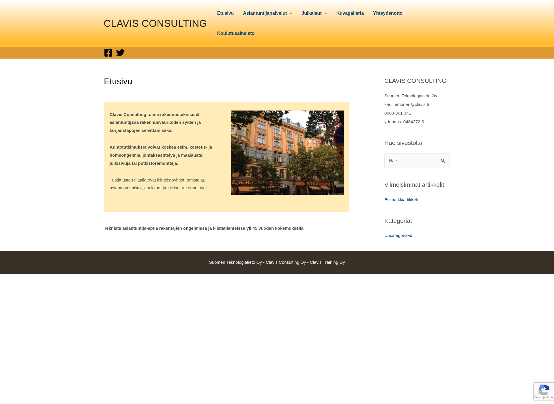 Skärmdump för clavis.fi