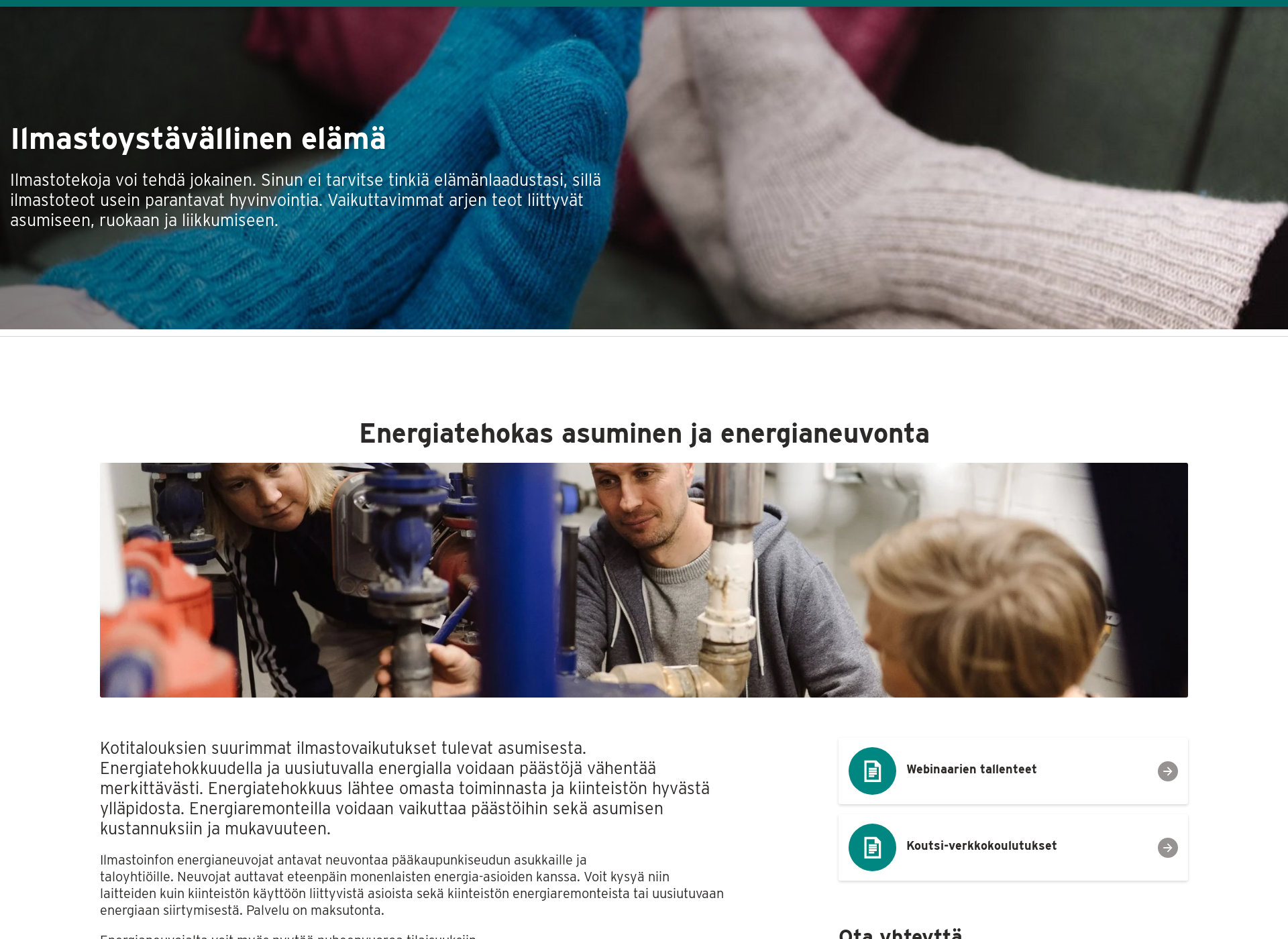 Skärmdump för climateinfo.fi
