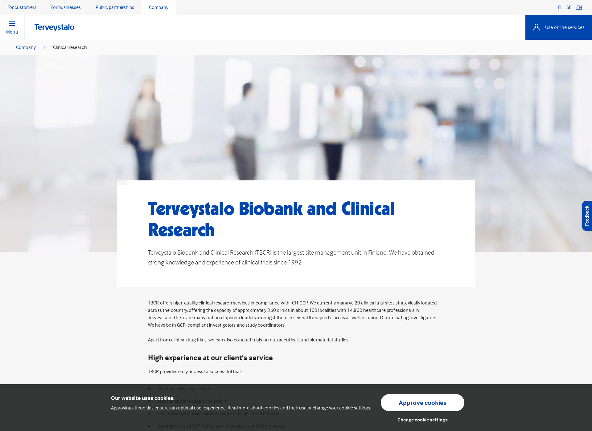 Screenshot for clinicalresearch.fi