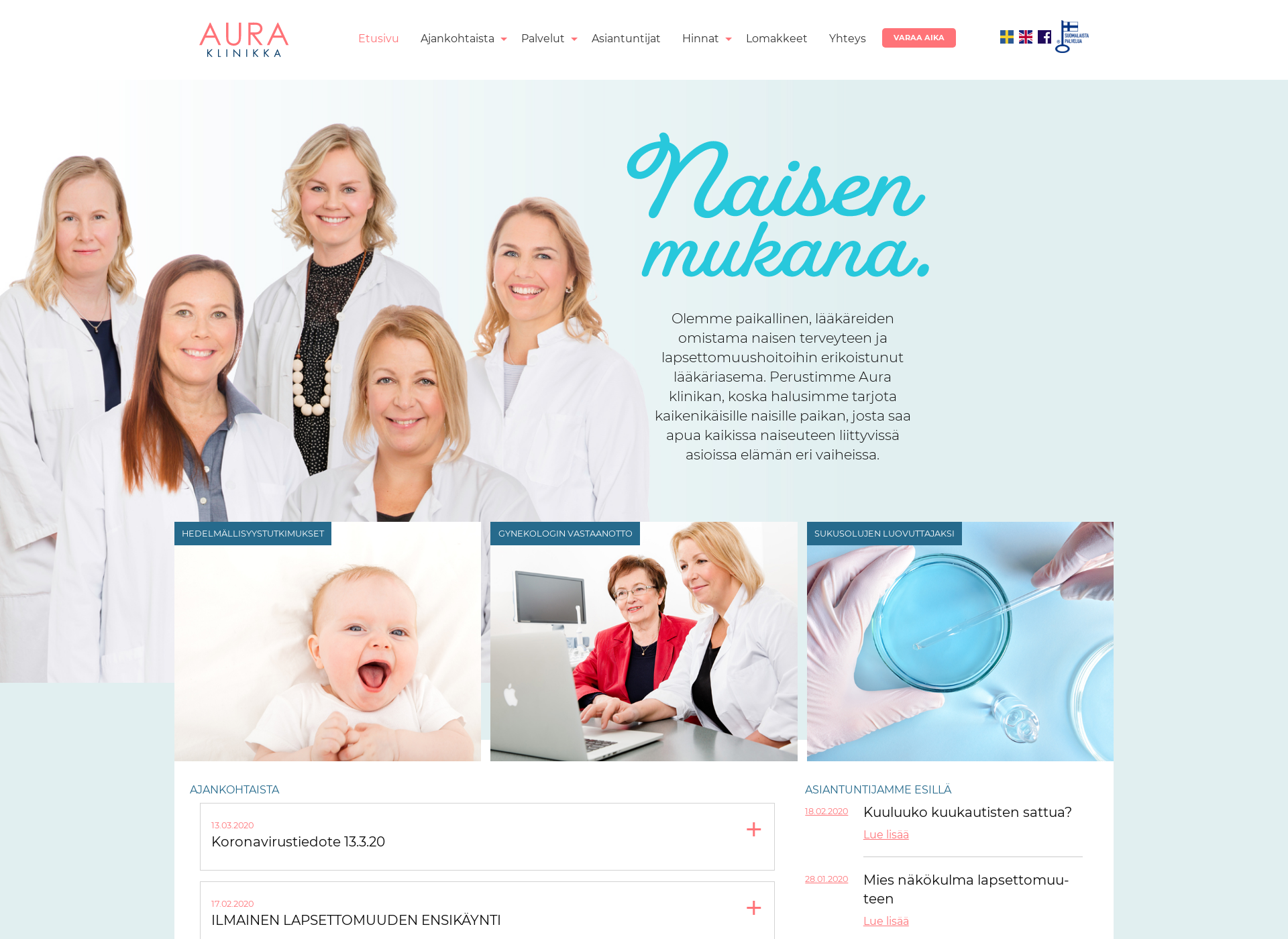 Screenshot for clinicaura.fi