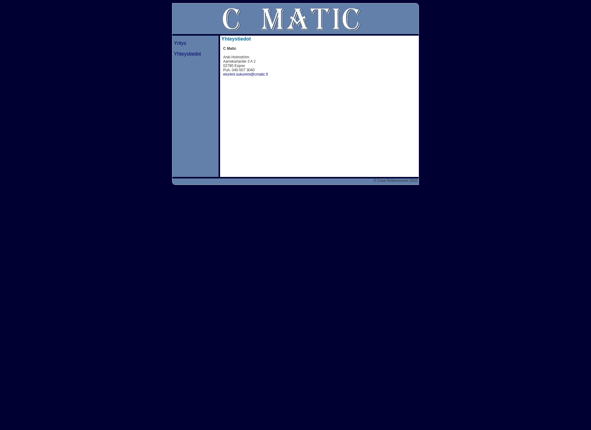 Skärmdump för cmatic.fi