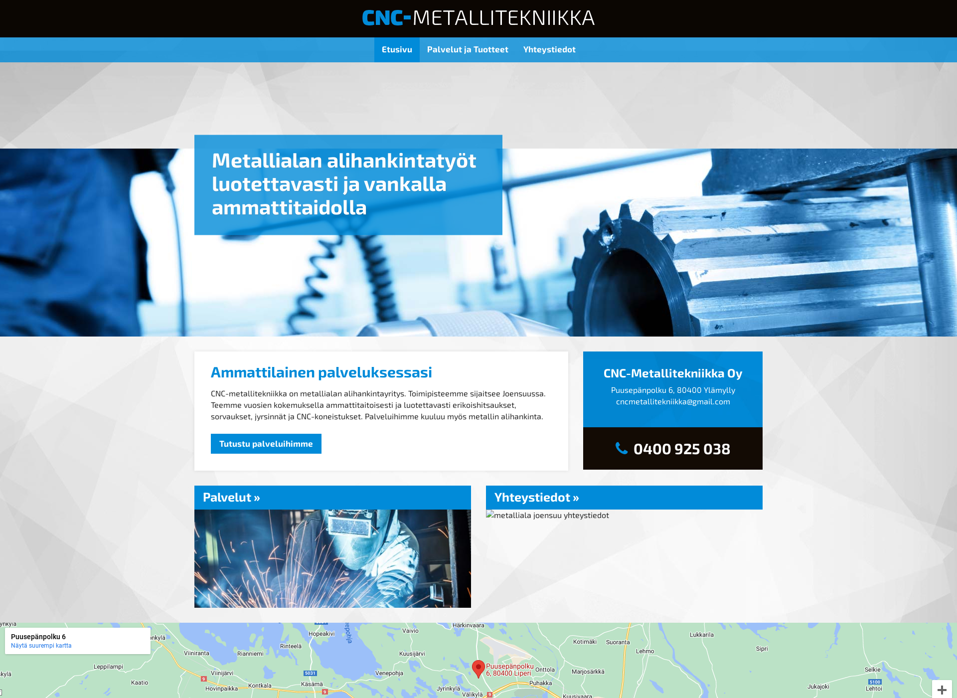 Skärmdump för cnc-metallitekniikka.fi