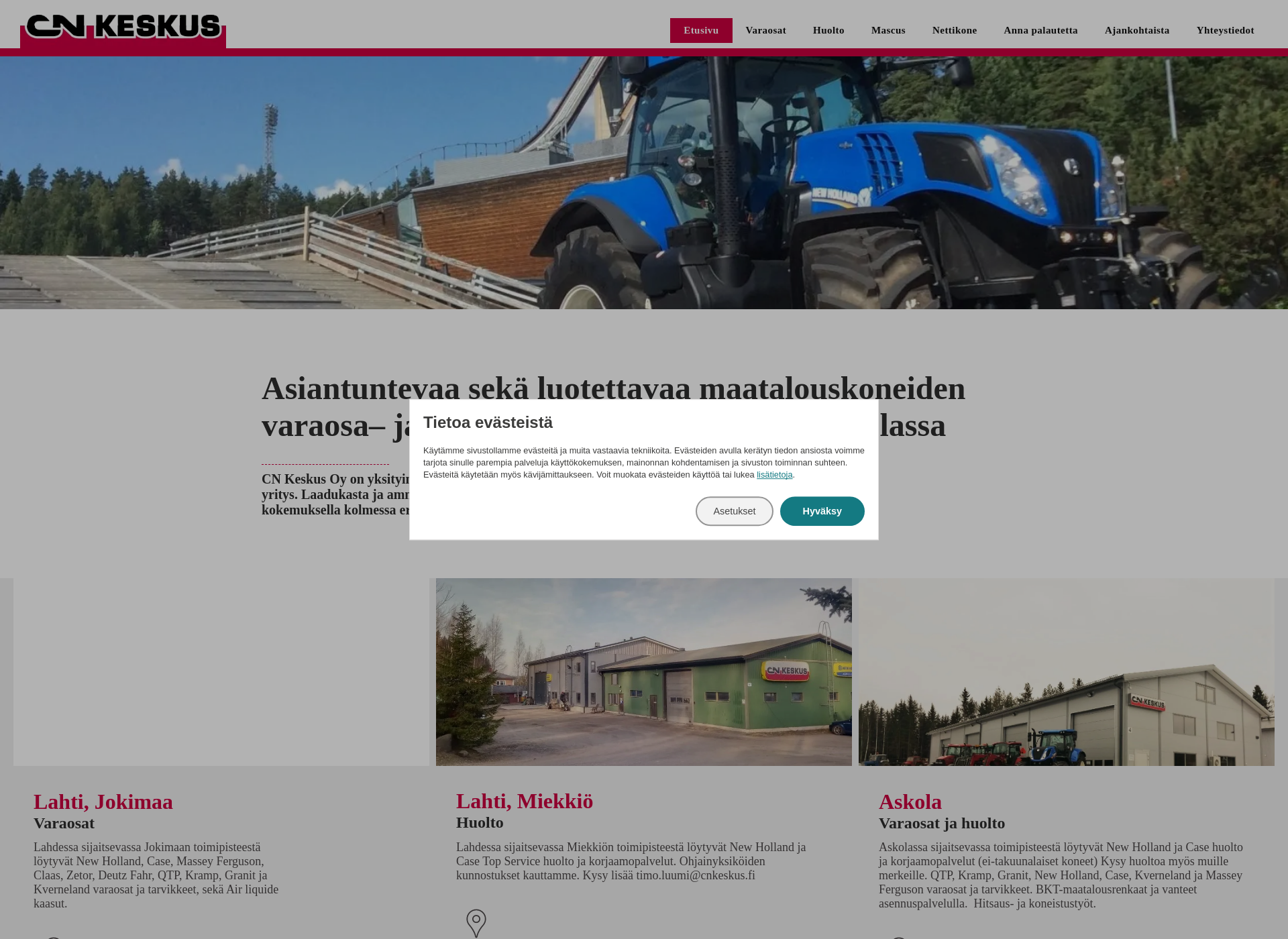 Skärmdump för cnkeskus.fi