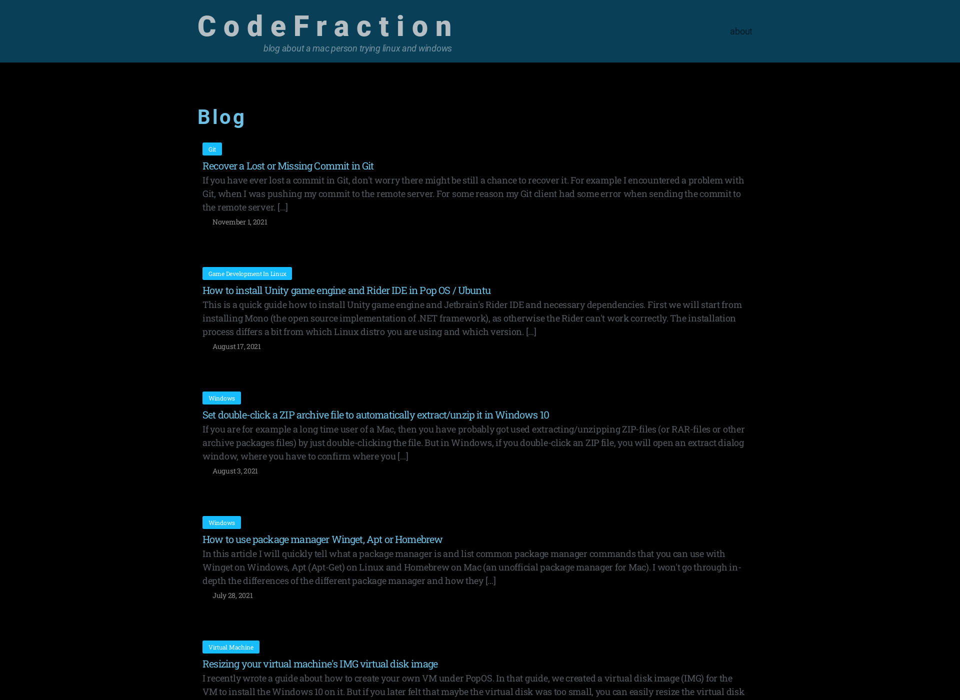 Skärmdump för codefraction.com