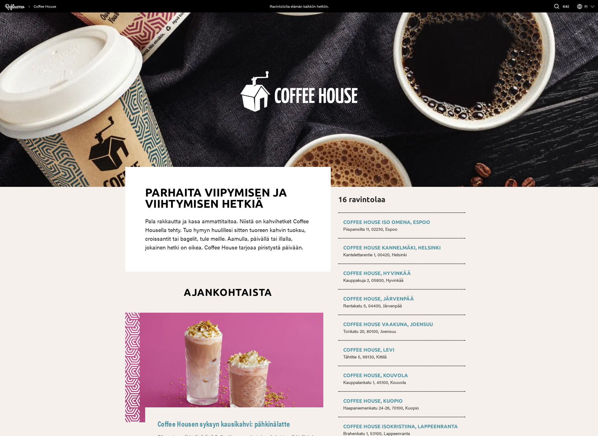 Skärmdump för coffeehouse.fi