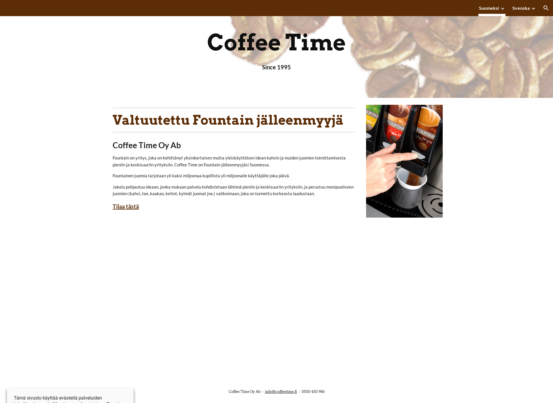 Skärmdump för coffeetime.fi