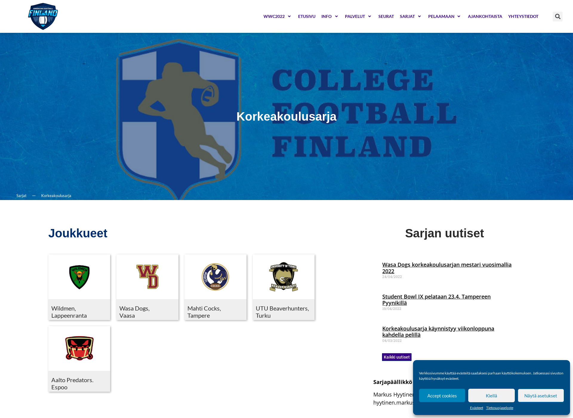 Screenshot for collegefootball.fi