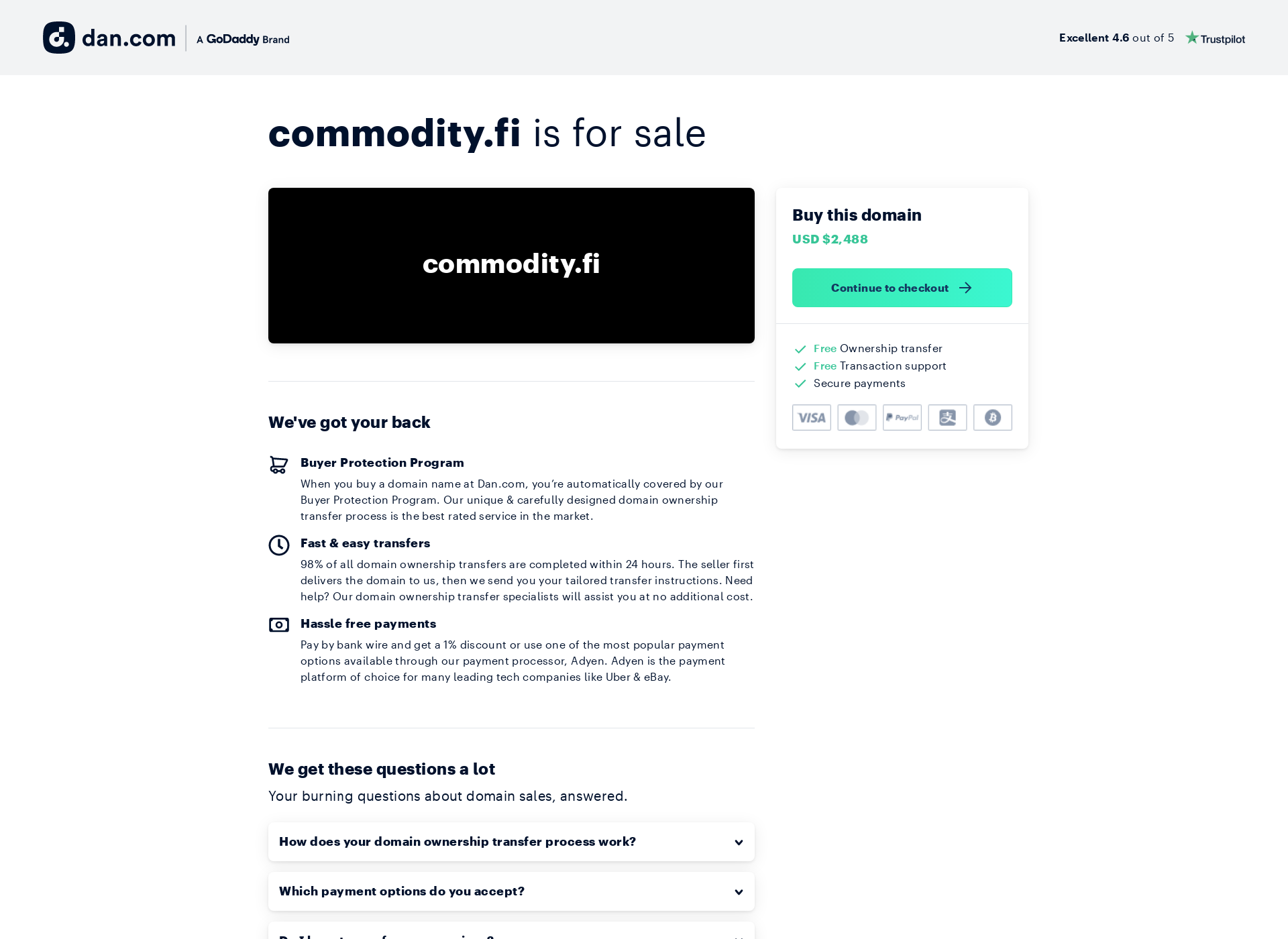 Screenshot for commodity.fi