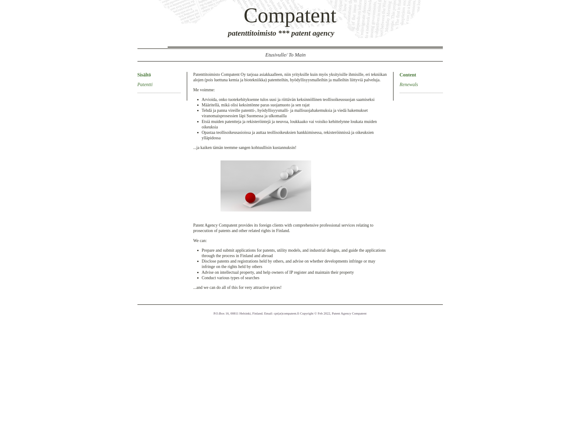 Screenshot for compatent.fi