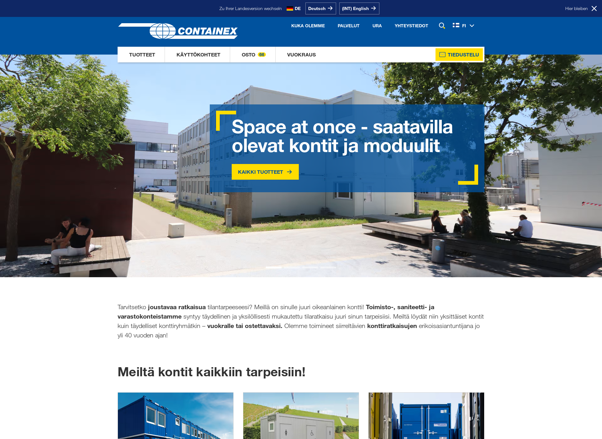 Skärmdump för containex.fi