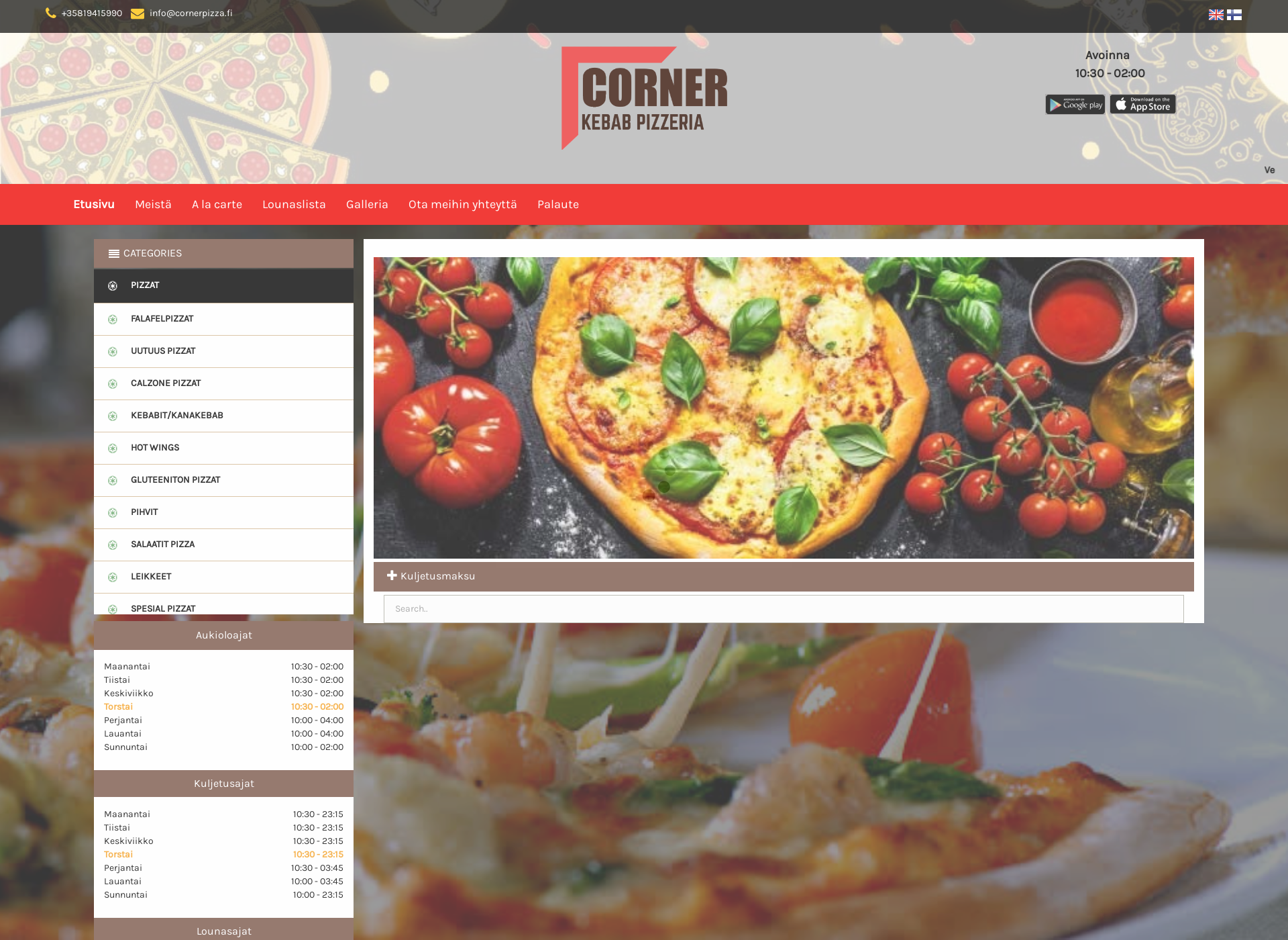 Screenshot for cornerpizza.fi
