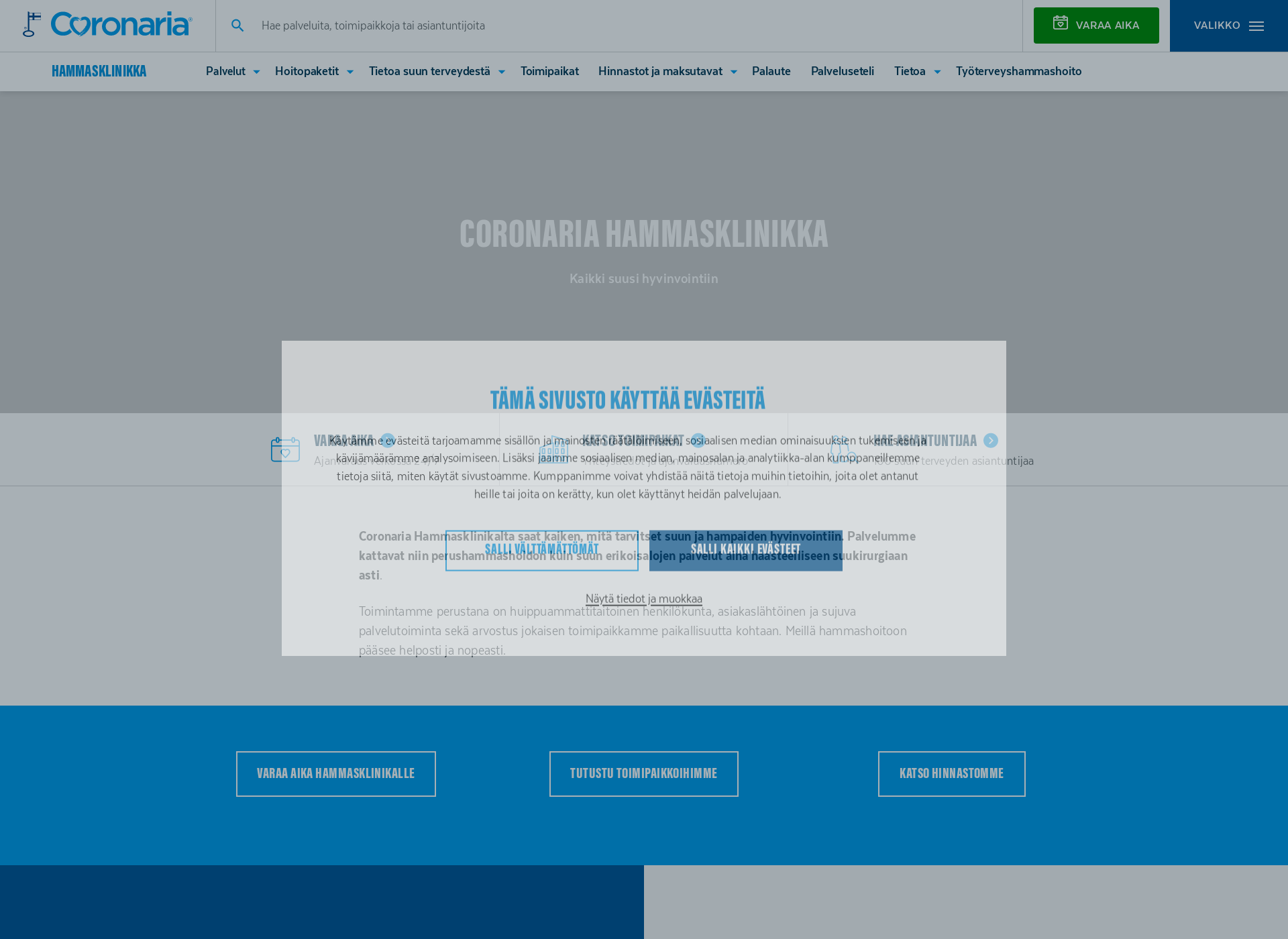 Screenshot for coronariahammasklinikka.fi