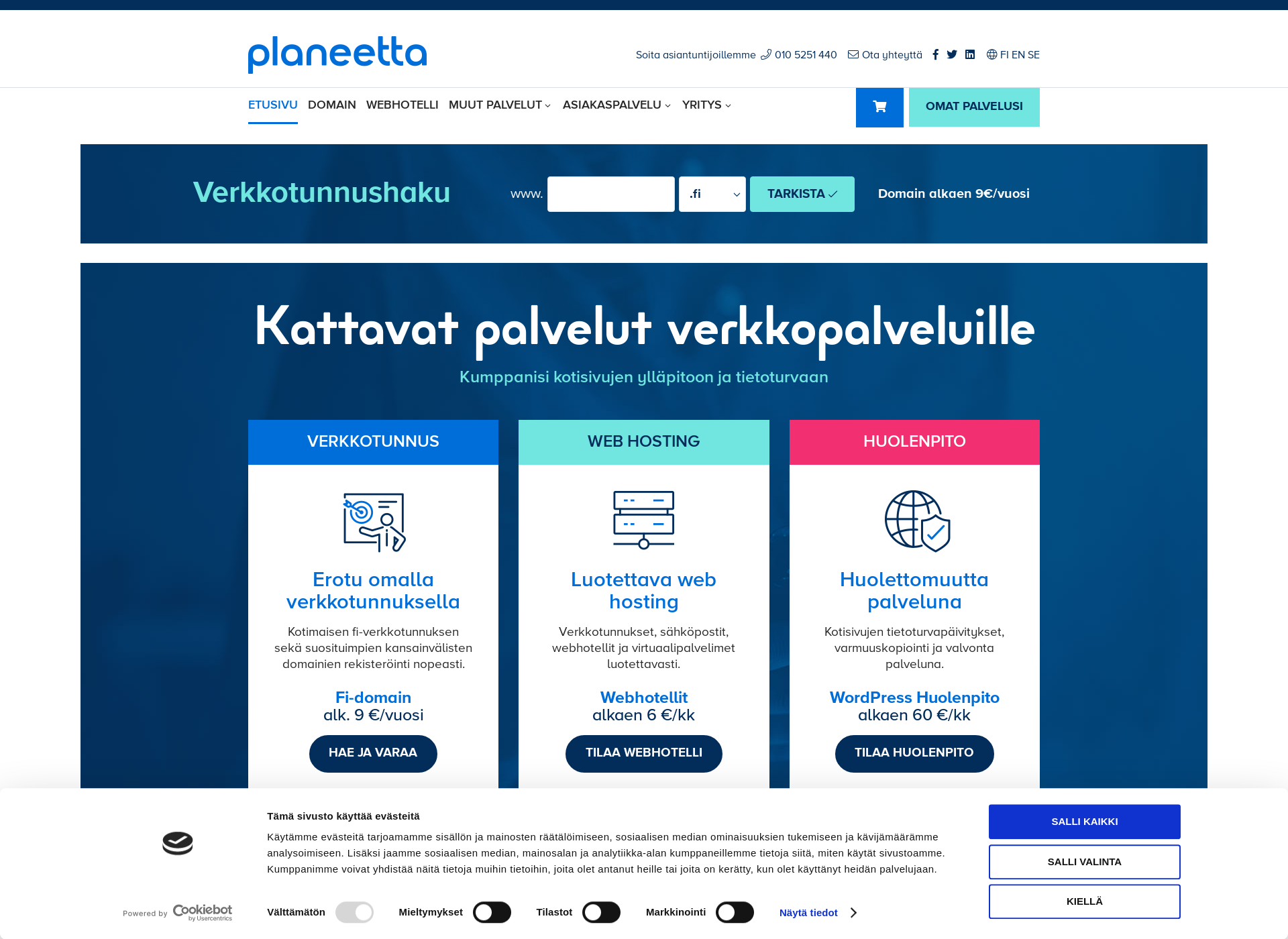 Skärmdump för corporatefinance.fi