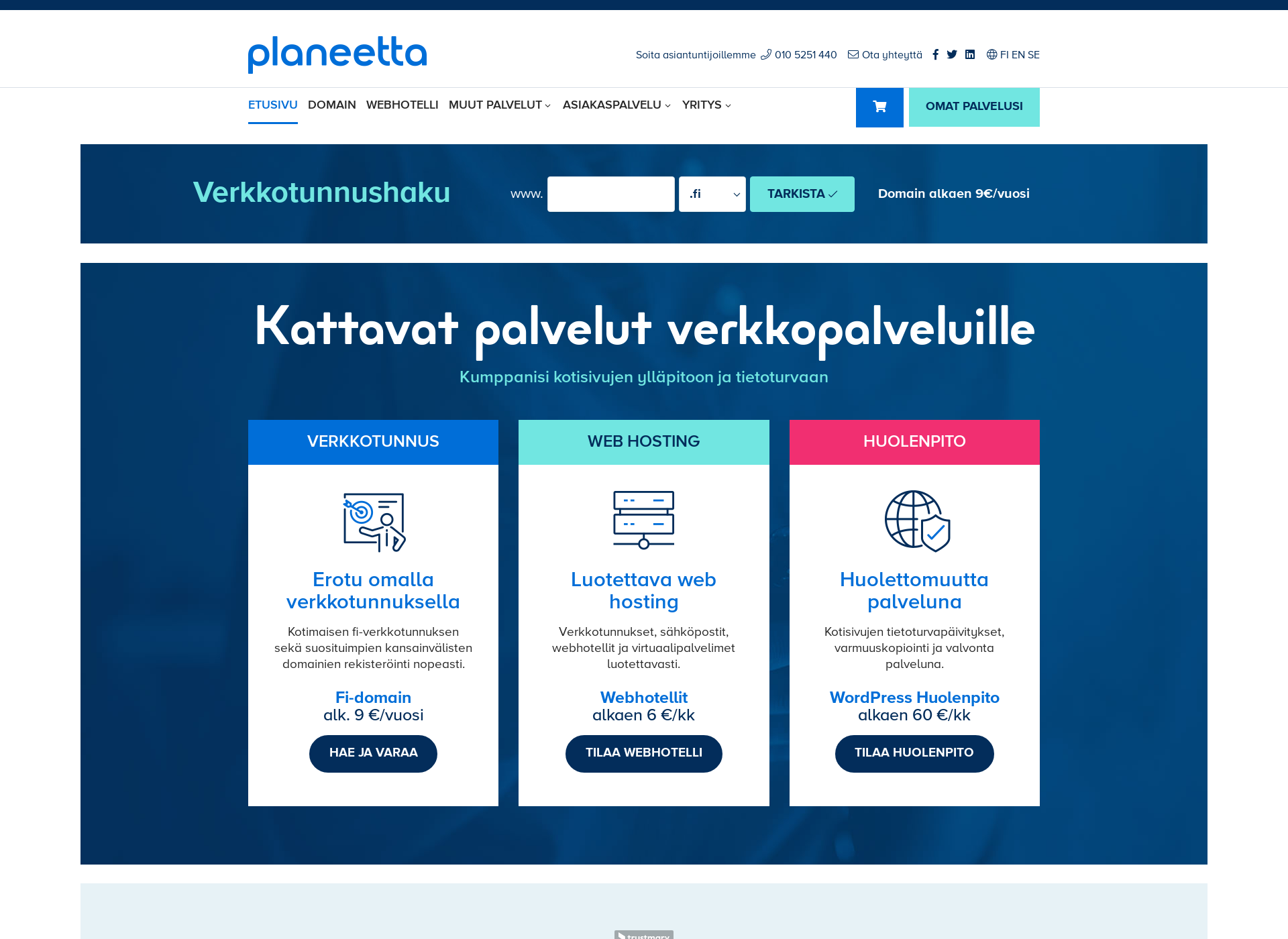Skärmdump för corporatefinancier.fi