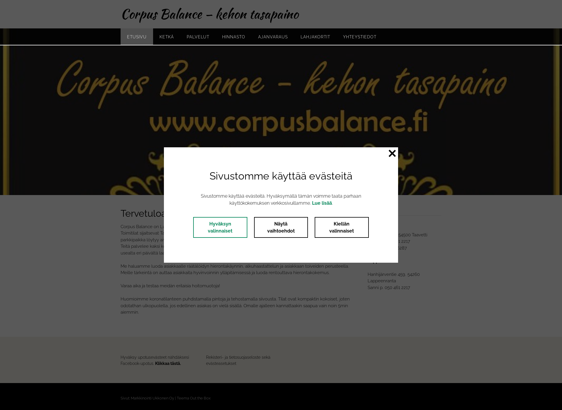 Screenshot for corpusbalance.fi
